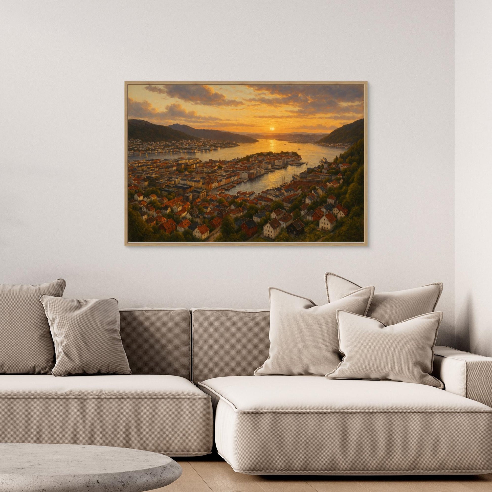 Bergen Fjord Sunset Canvas Wall Art