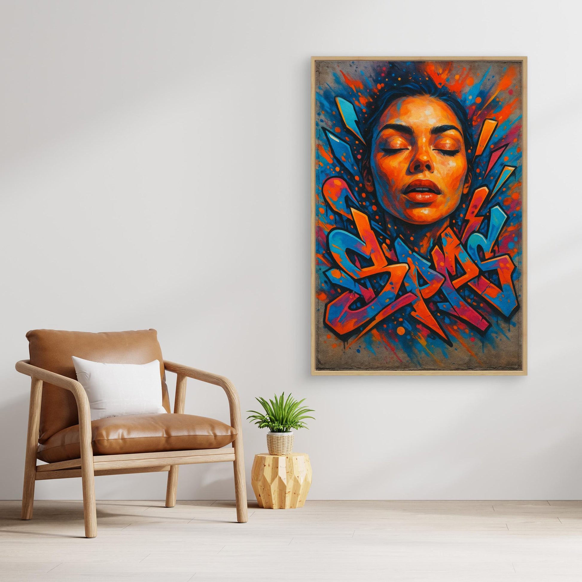 Urban Graffiti Portrait – Colorful Canvas Wall Art