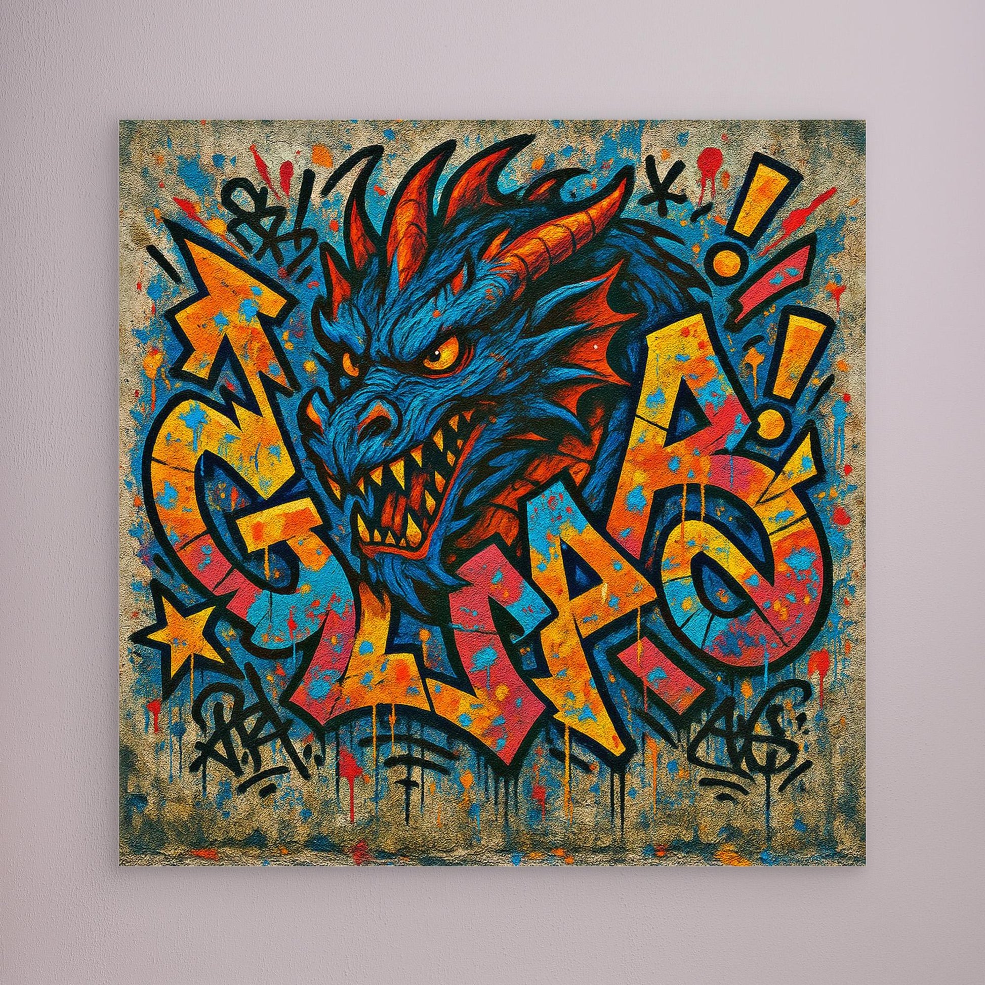 Urban Dragon Graffiti Canvas – Bold Street Art Print for Modern Walls
