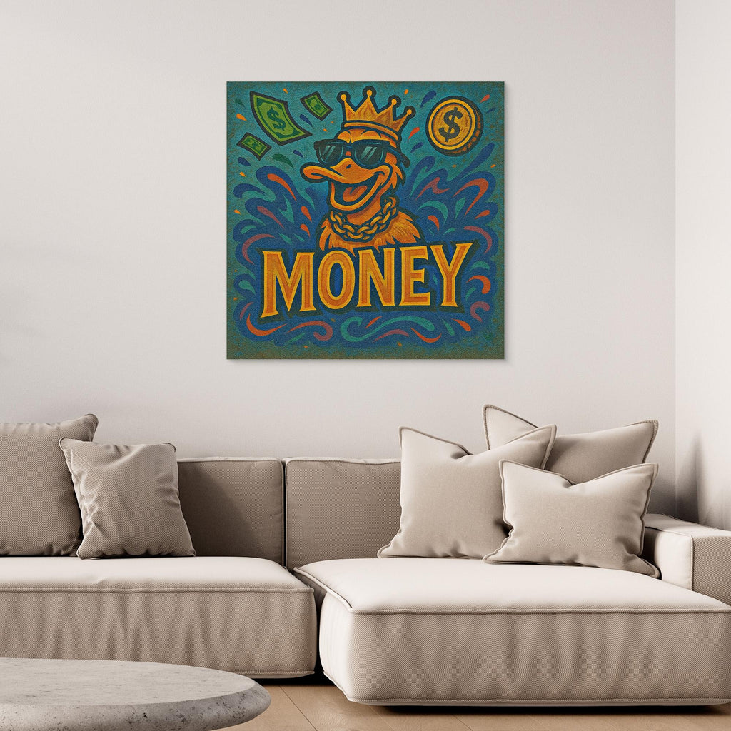 Rich Duck Vibes – Graffiti Style Money Art Print on Canvas | Hip-Hop Street Art Wall Decor
