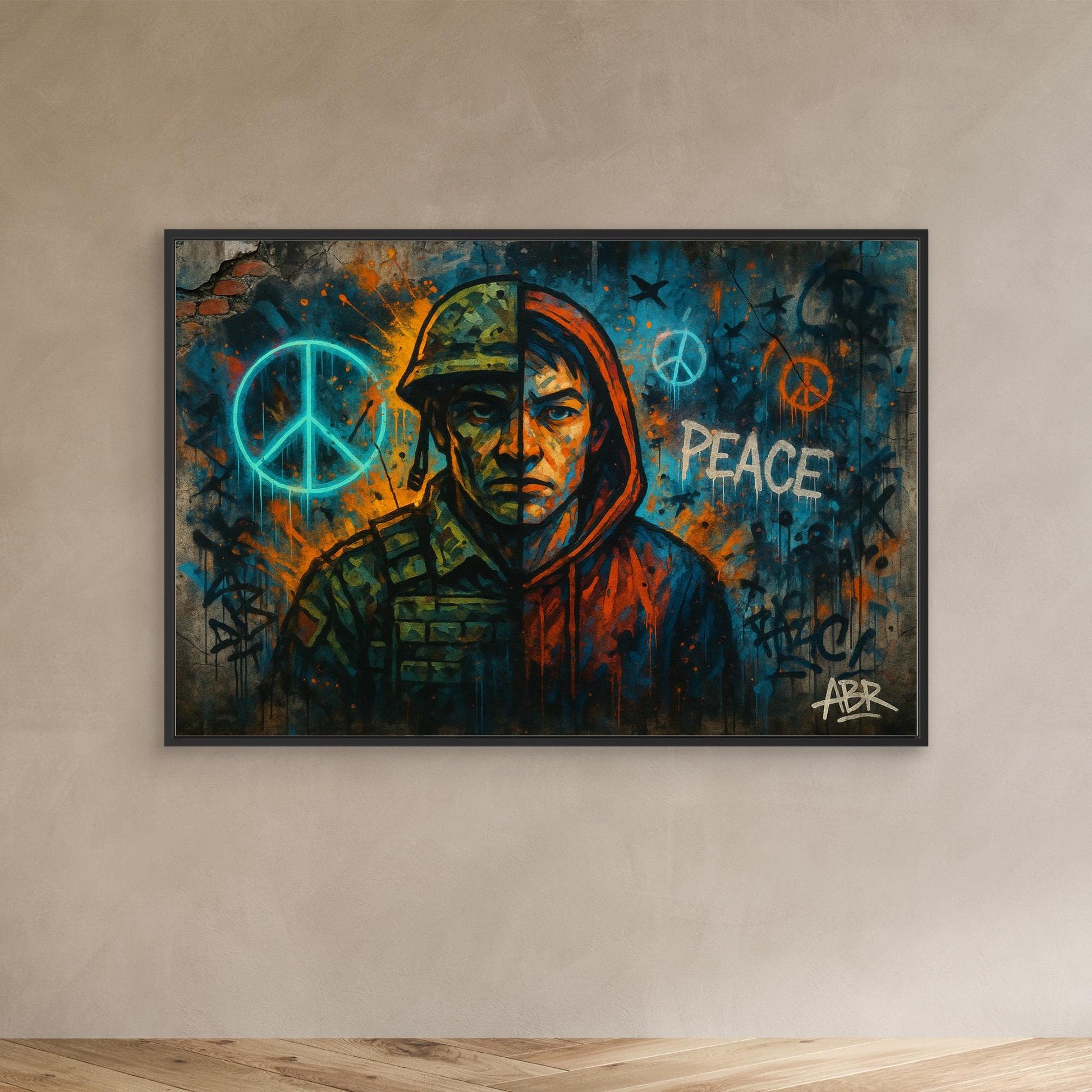 Peace and War Street Art Canvas – Urban Graffiti Wall Print