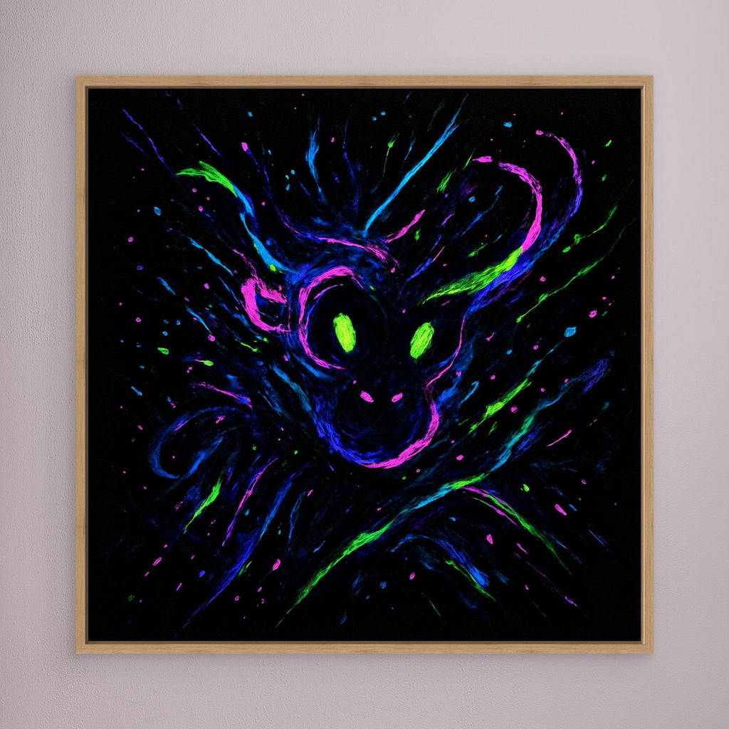 Neon Ape Spirit – Abstract Galactic Glow Canvas Wall Art | UV Reactive Alien Monkey Art Print