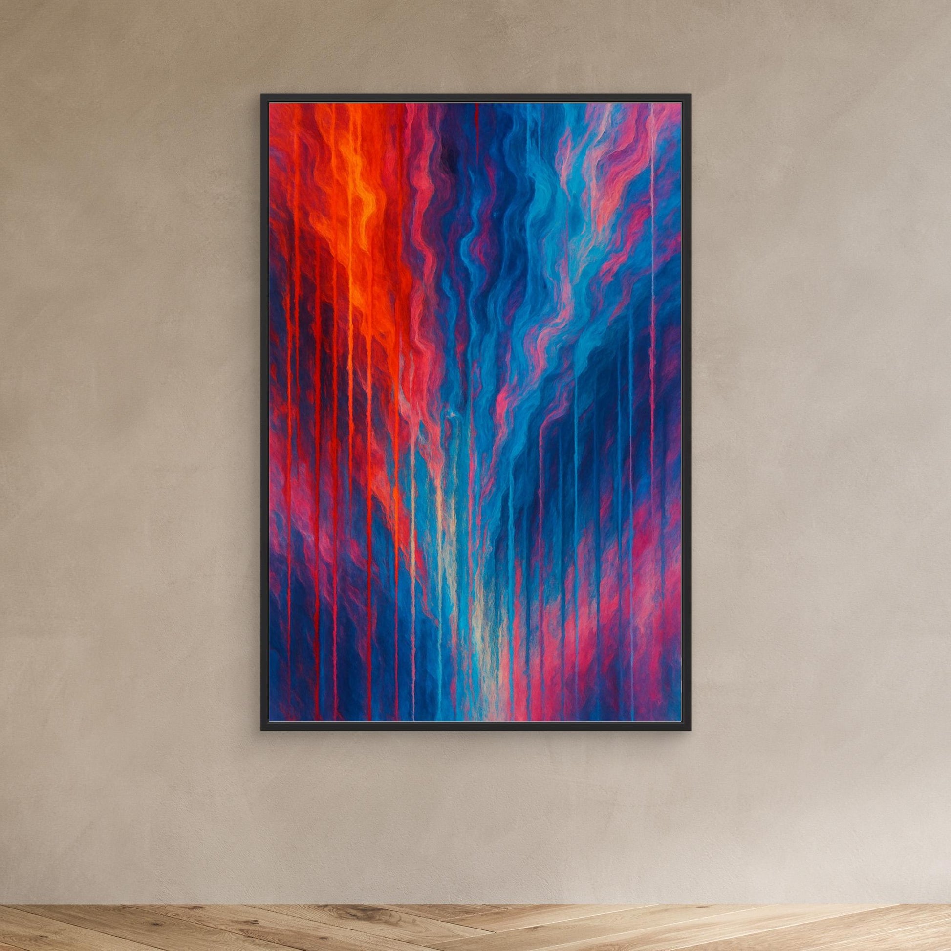 Red and Blue Abstract Canvas Wall Art – Modern Color Flow Print