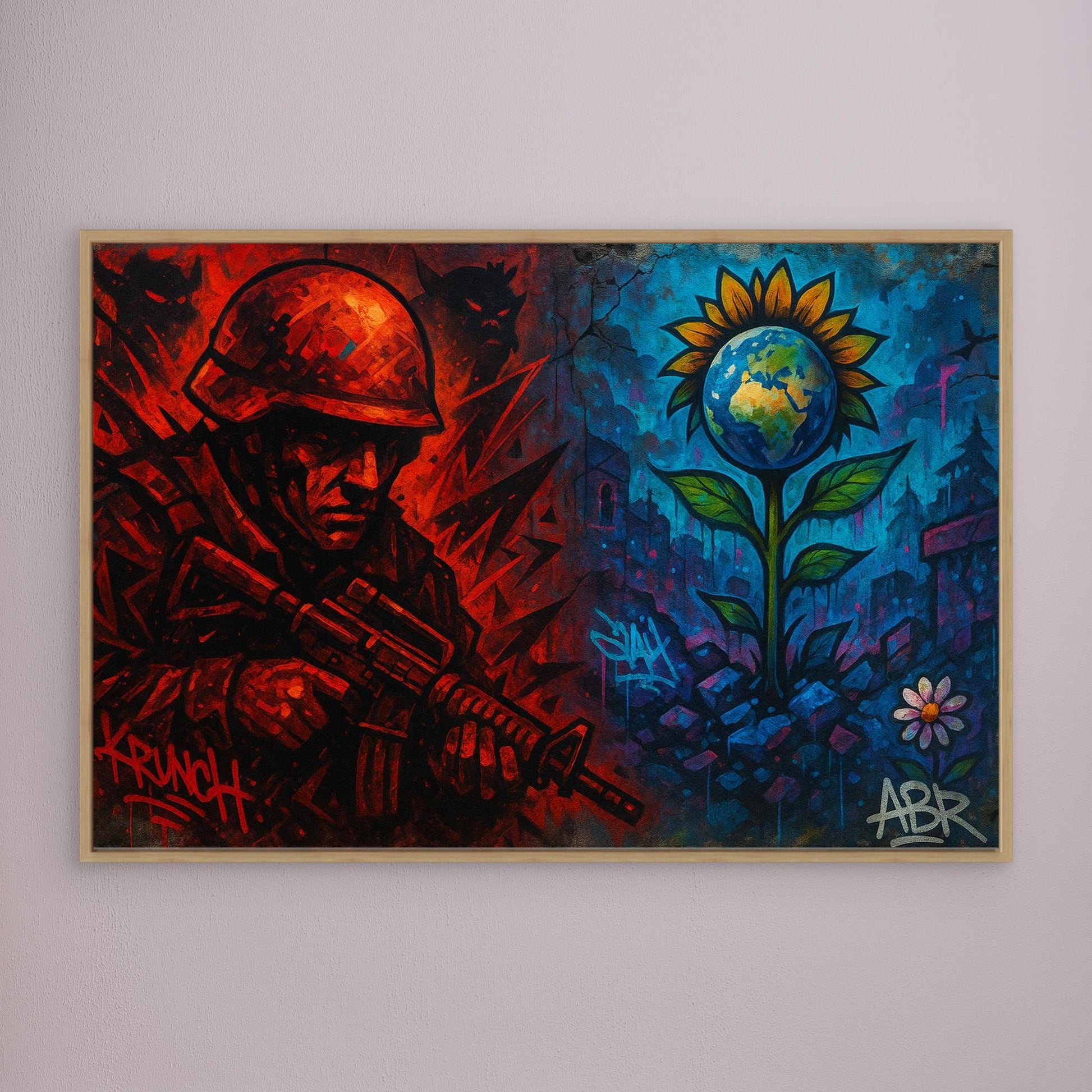 War and Peace Graffiti Canvas Wall Art