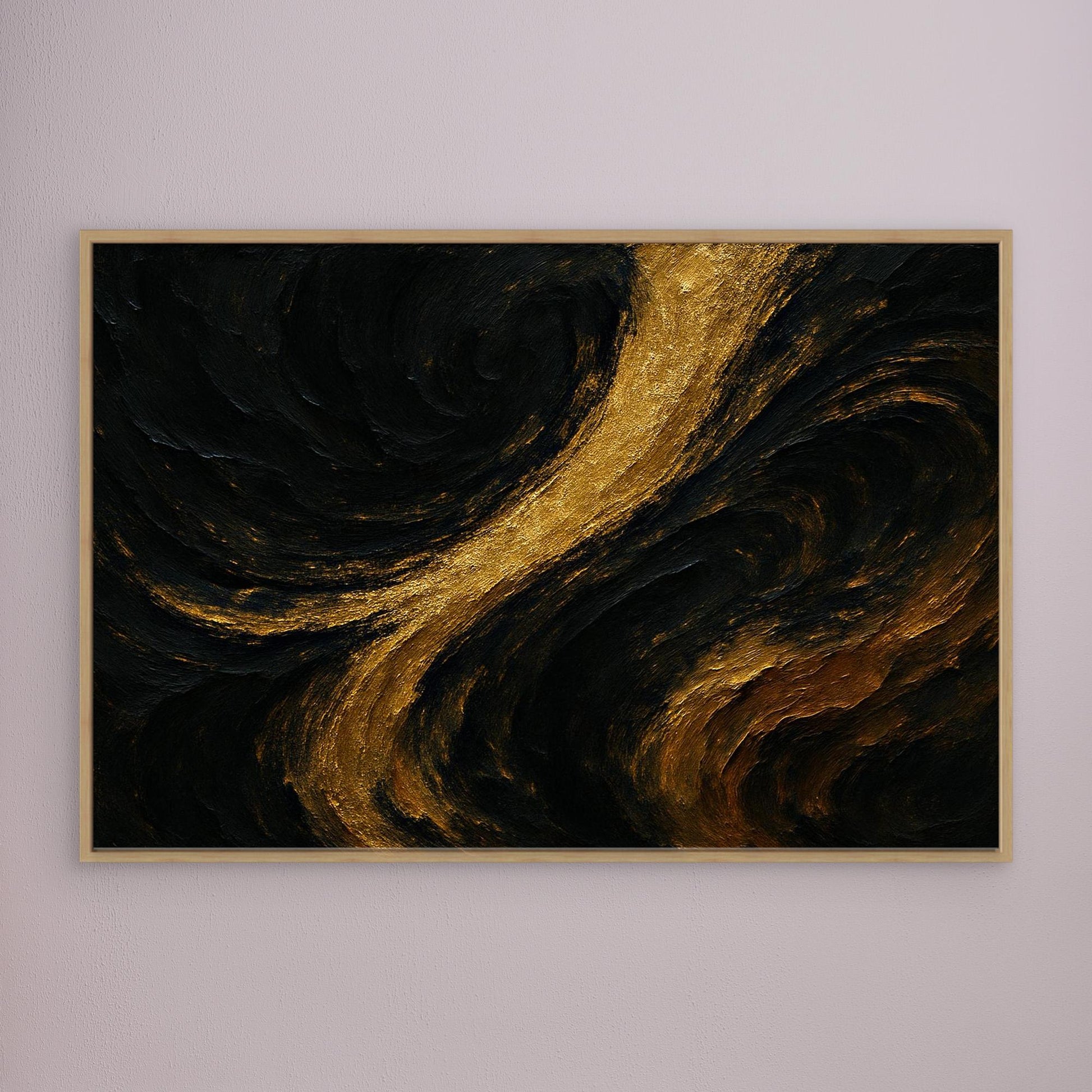 Gold and Black Abstract Canvas Wall Art – Luxury Textured Print