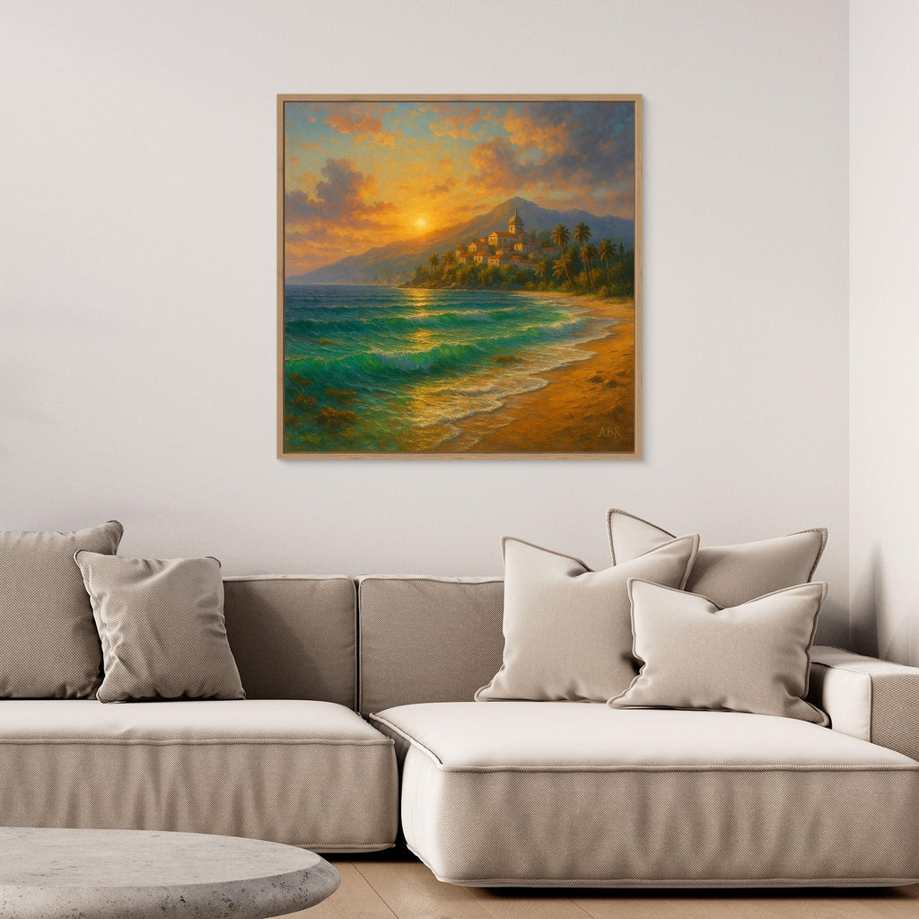 Mediterranean Sunset Coastal Canvas Print
