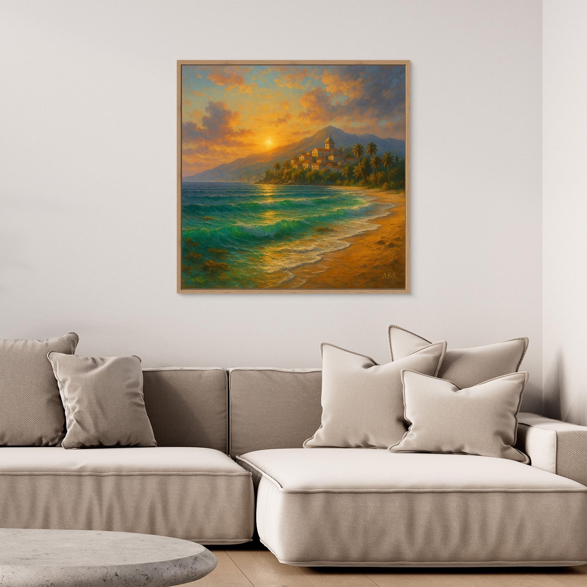 Mediterranean Sunset Coastal Canvas Print