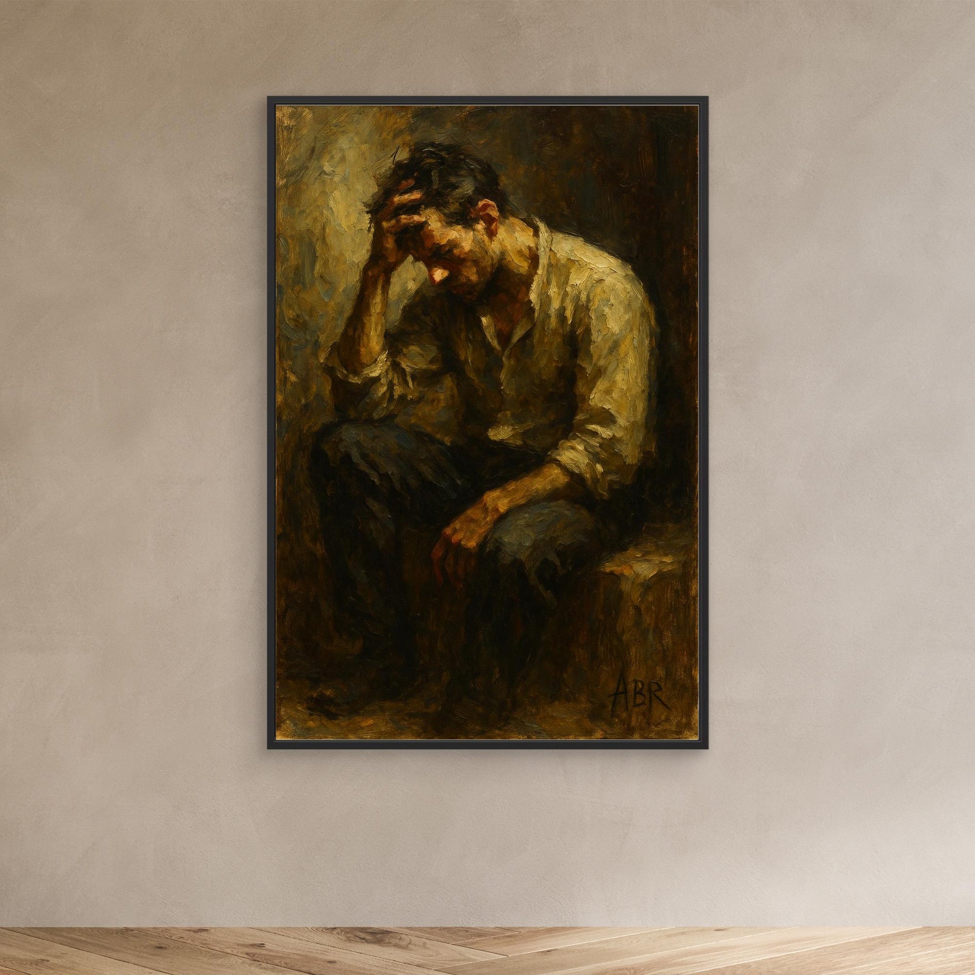 Contemplative Man Figurative Canvas Wall Art