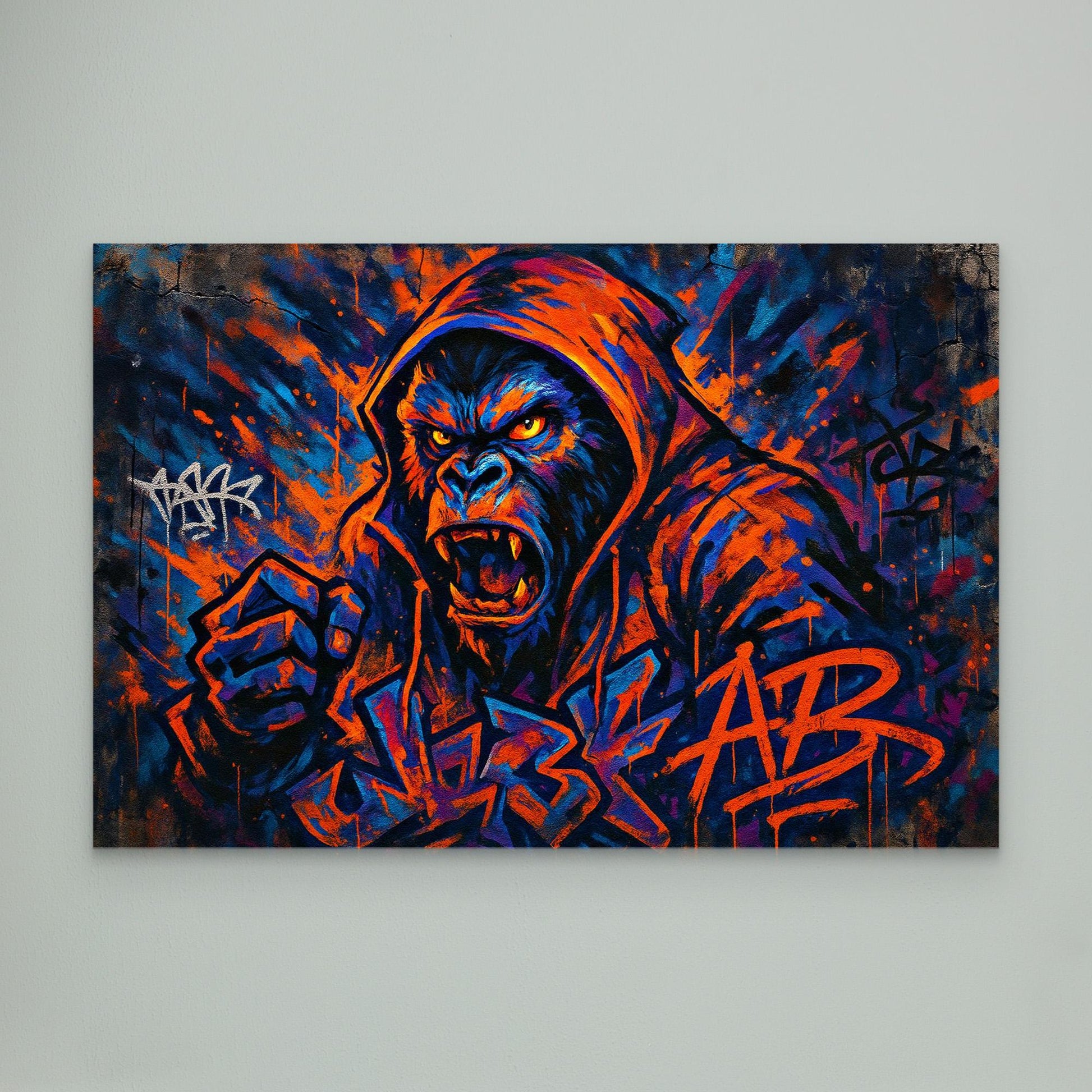 Angry Gorilla Graffiti Canvas Wall Art