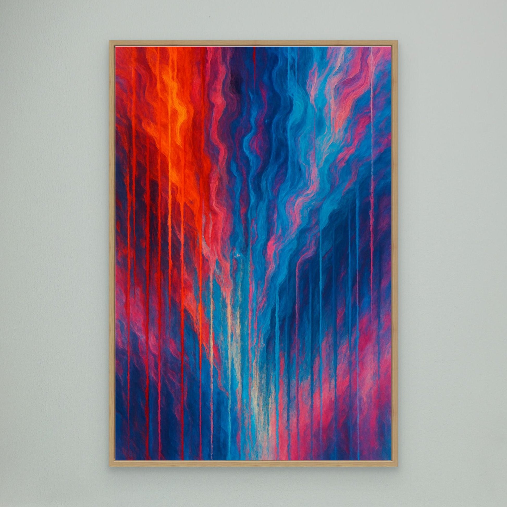 Red and Blue Abstract Canvas Wall Art – Modern Color Flow Print
