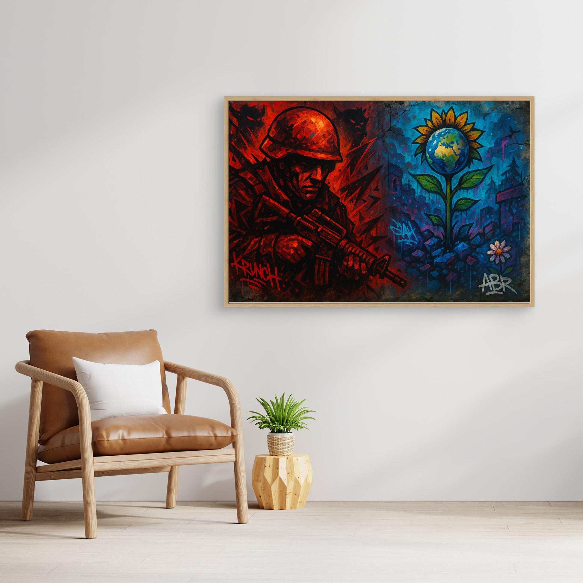 War and Peace Graffiti Canvas Wall Art
