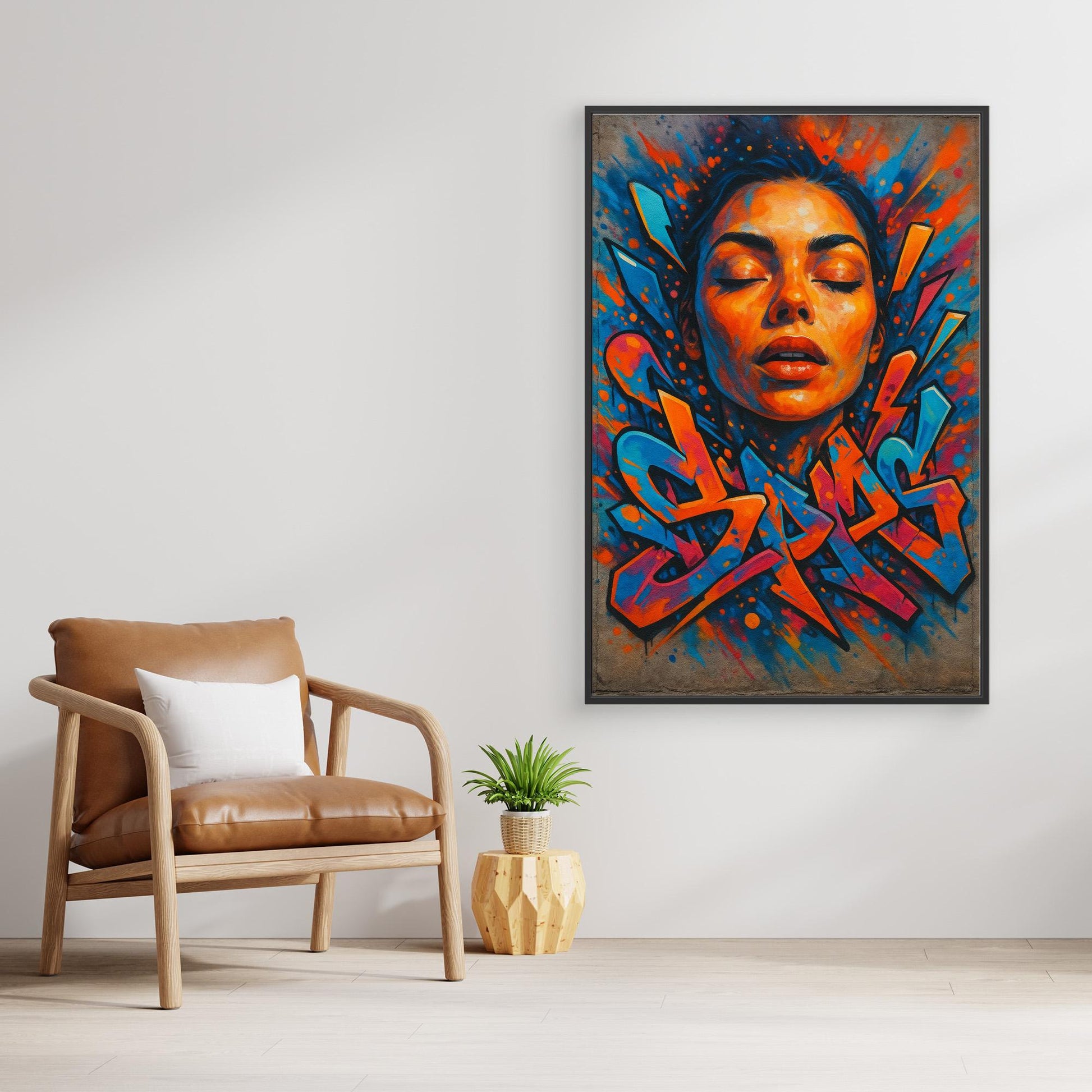 Urban Graffiti Portrait – Colorful Canvas Wall Art