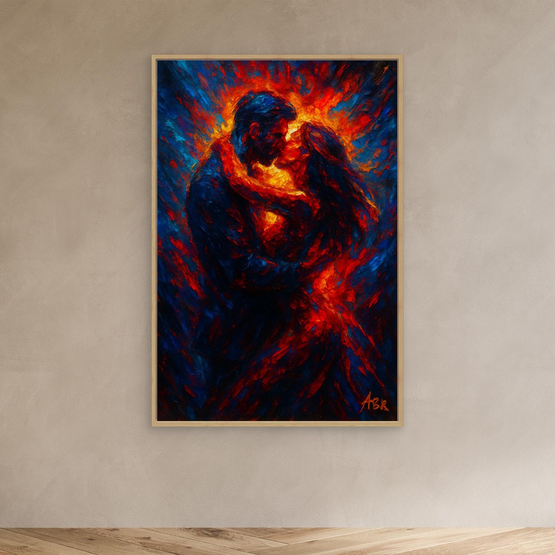 Passionate Embrace Romantic Canvas Wall Art