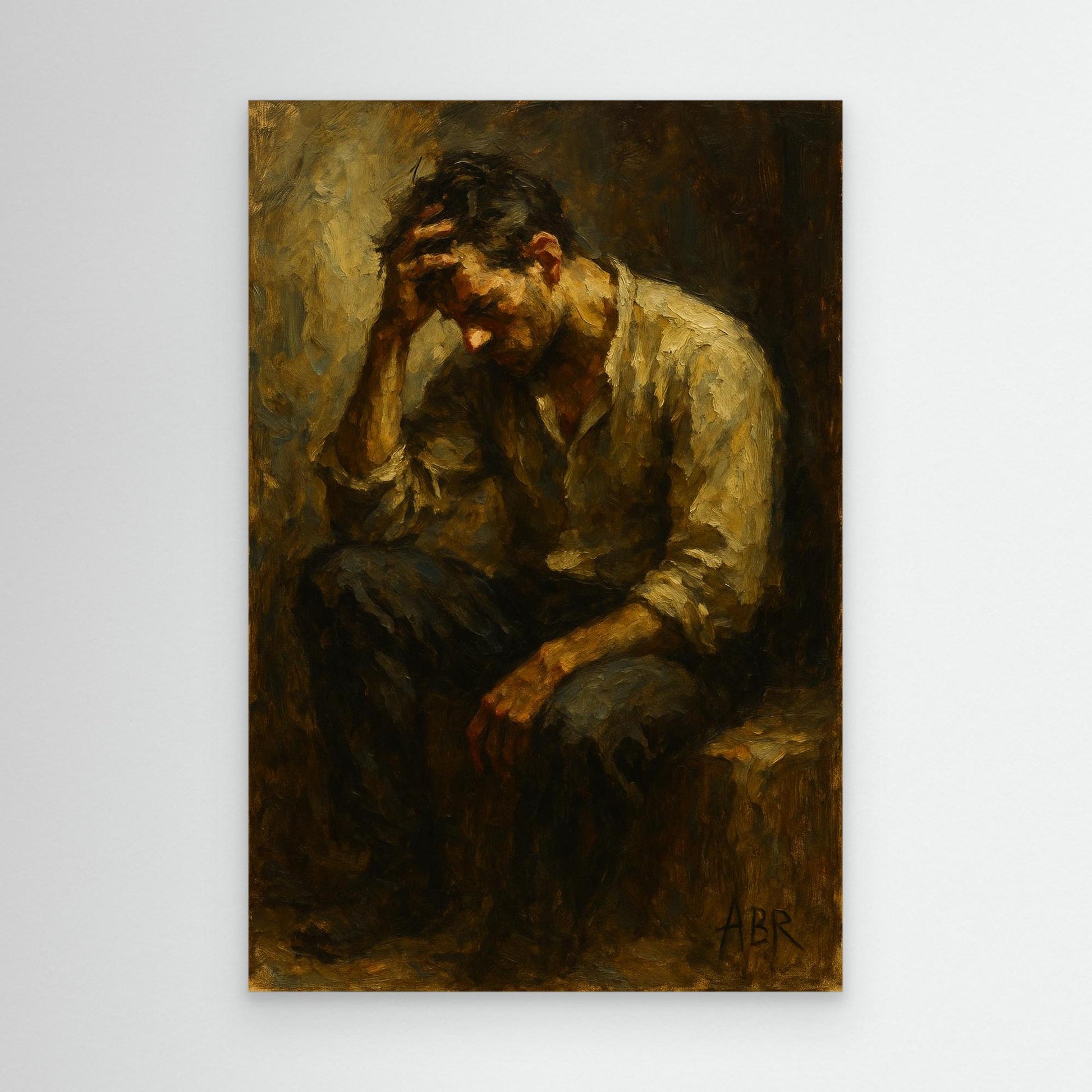 Contemplative Man Figurative Canvas Wall Art