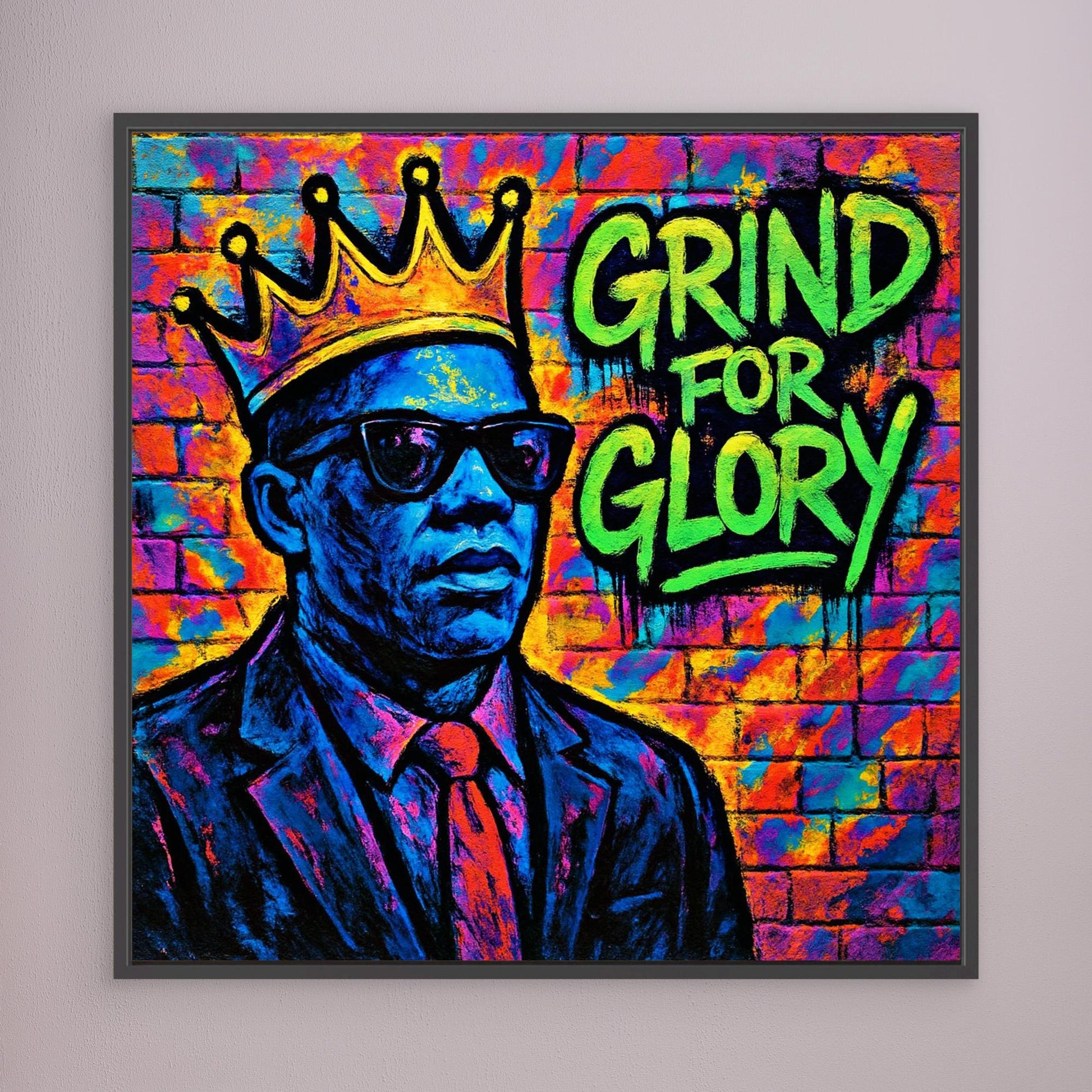 Grind for Glory – Vibrant Urban Street Art Canvas Print | Motivational Graffiti Wall Art