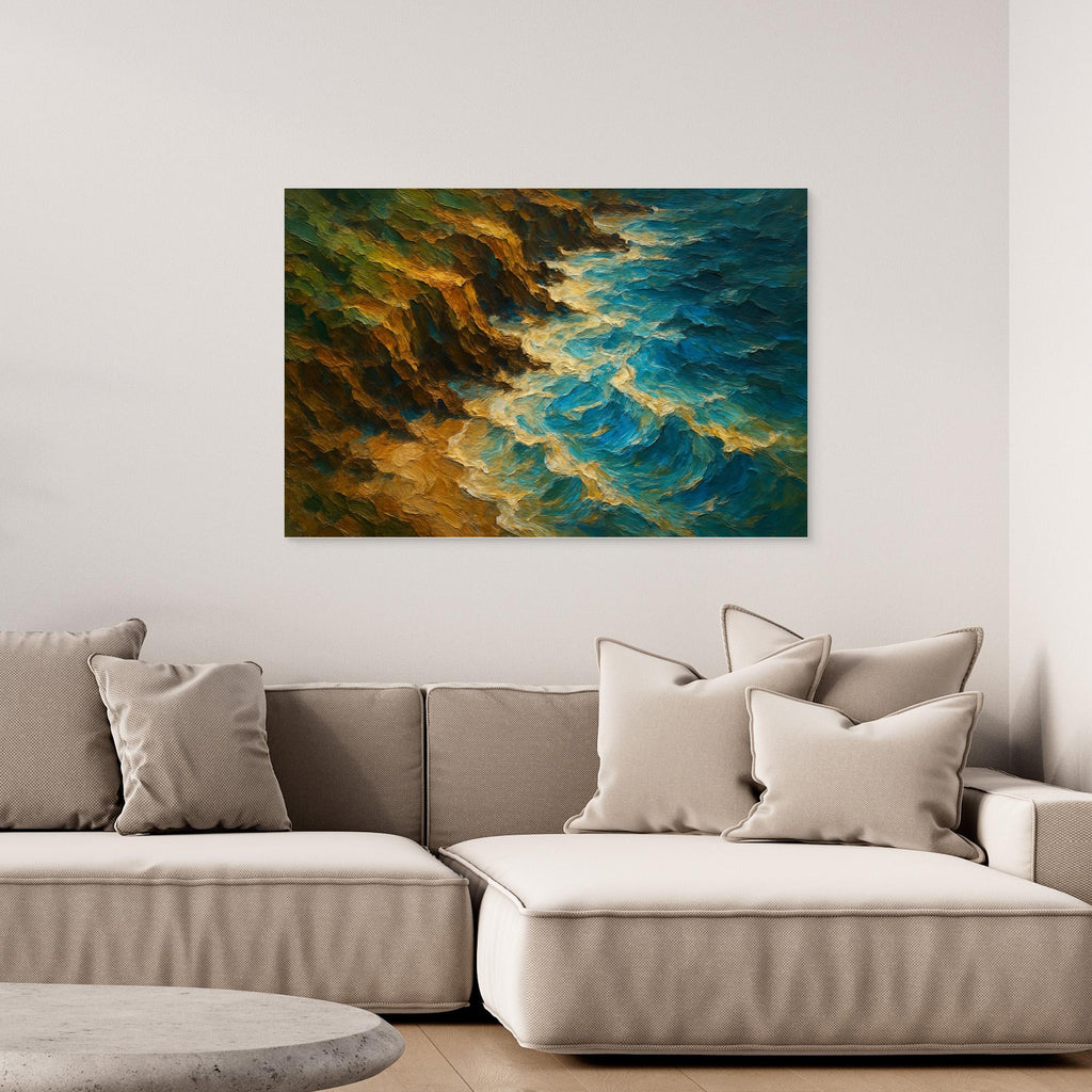 Ocean Cliff Canvas Wall Art – Abstract Coastal Print