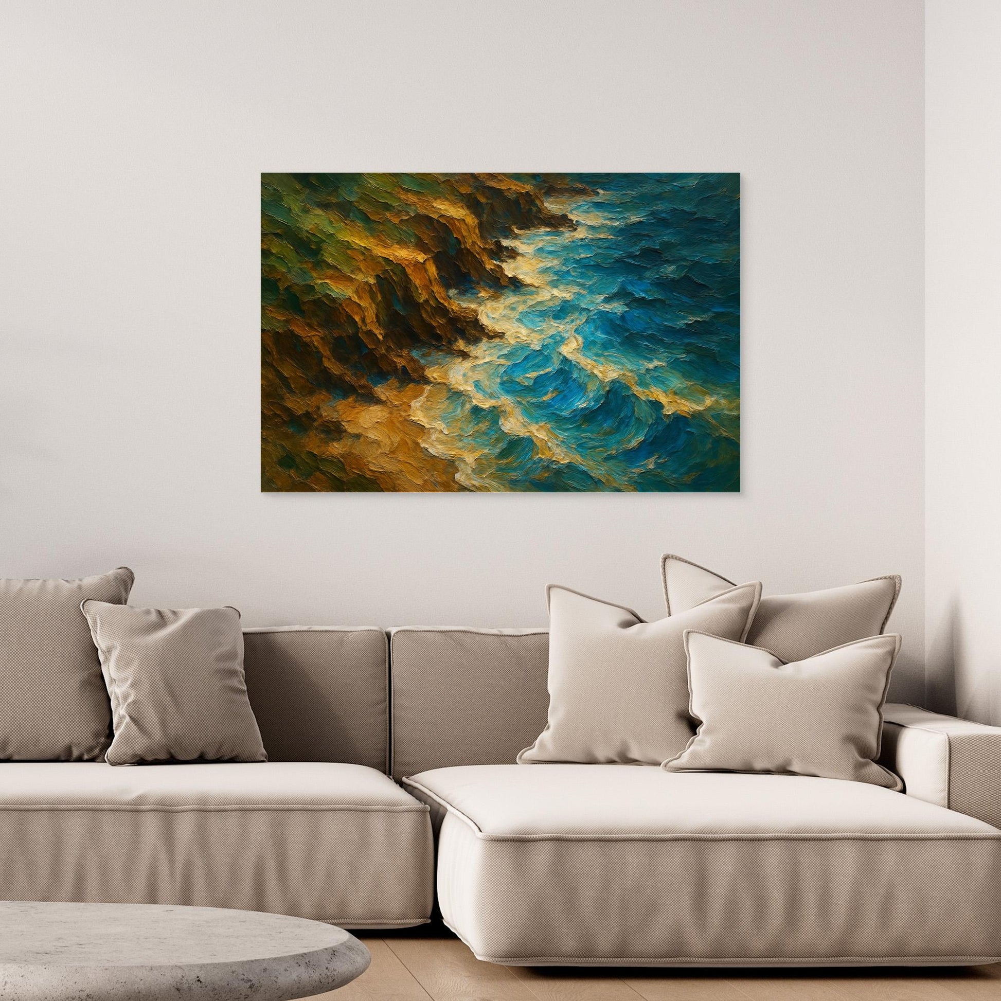 Ocean Cliff Canvas Wall Art – Abstract Coastal Print
