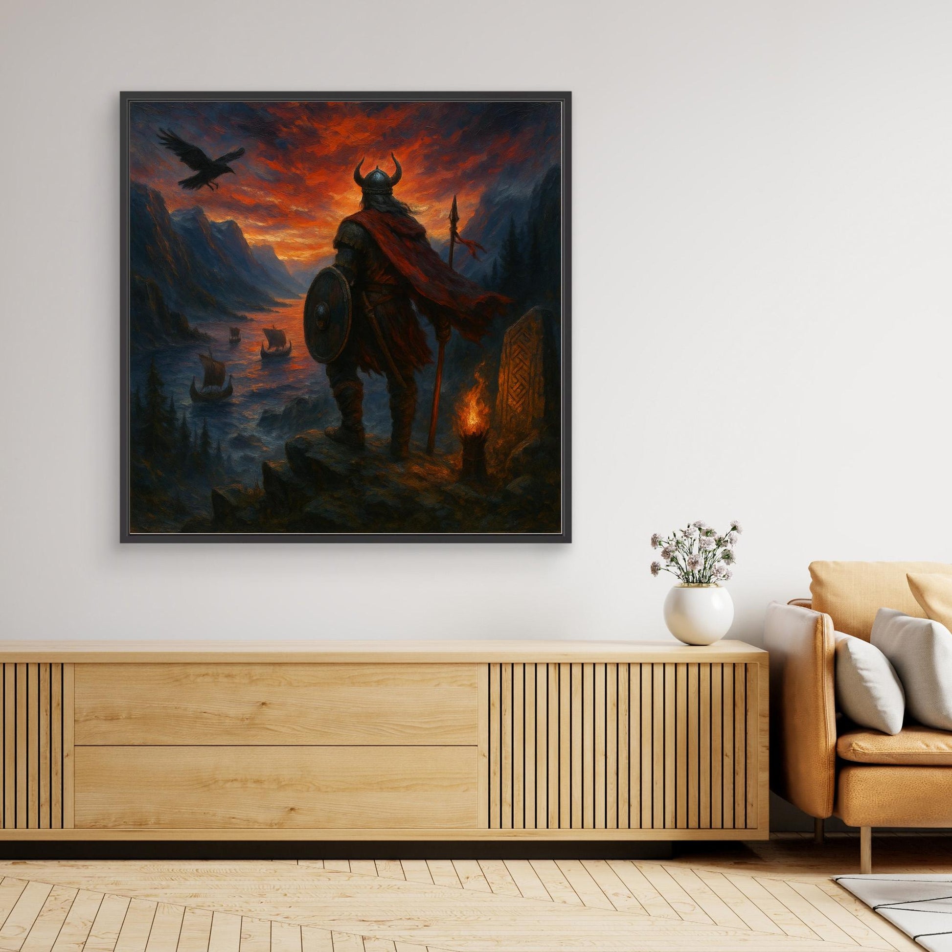 Viking Warrior at Sunset Canvas Print