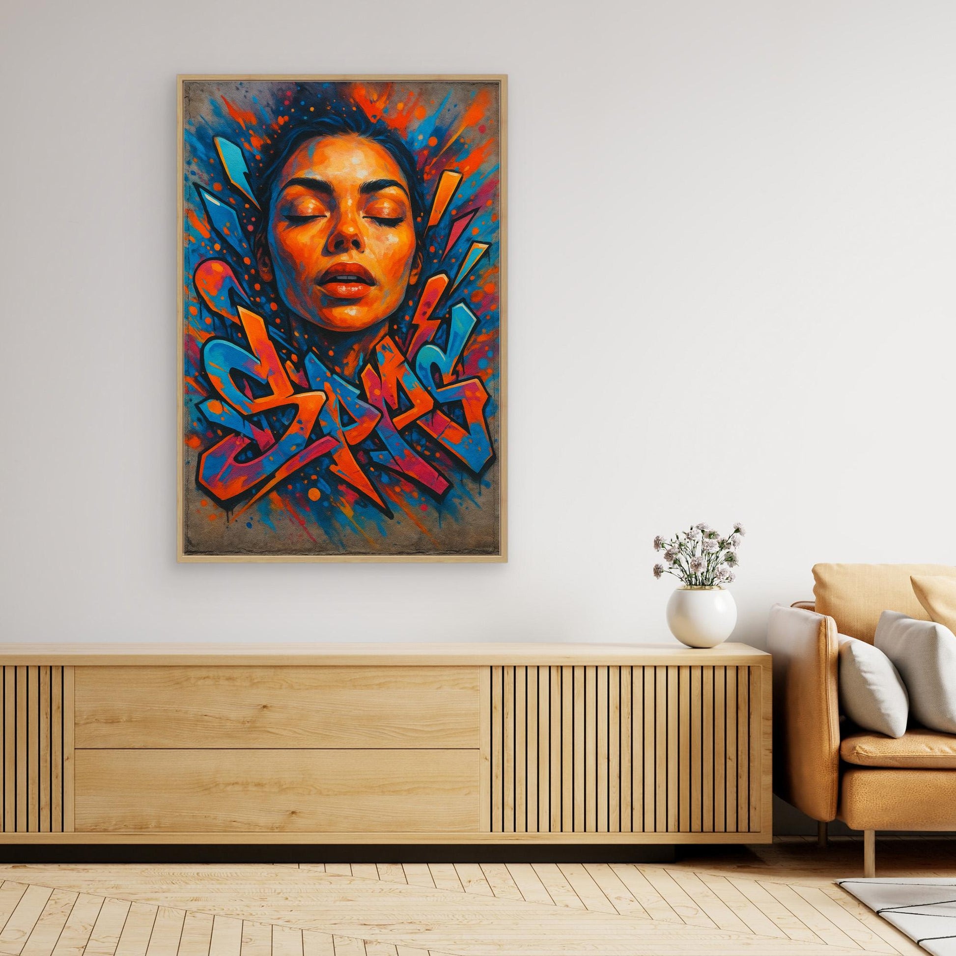 Urban Graffiti Portrait – Colorful Canvas Wall Art
