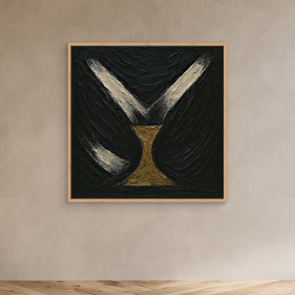 Golden Abstract Hourglass Canvas Wall Art