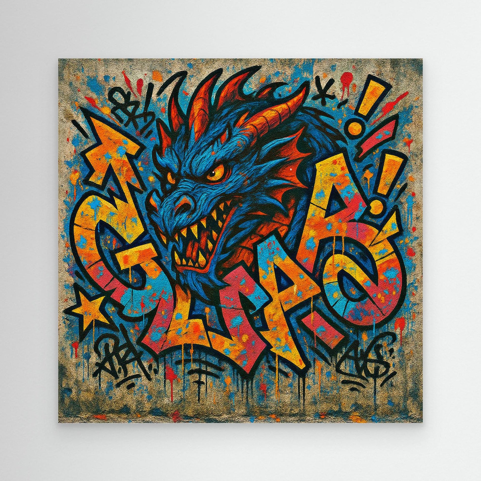 Urban Dragon Graffiti Canvas – Bold Street Art Print for Modern Walls