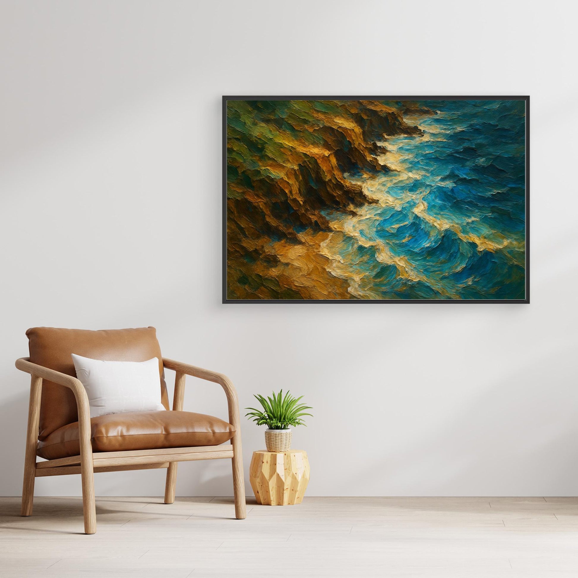 Ocean Cliff Canvas Wall Art – Abstract Coastal Print