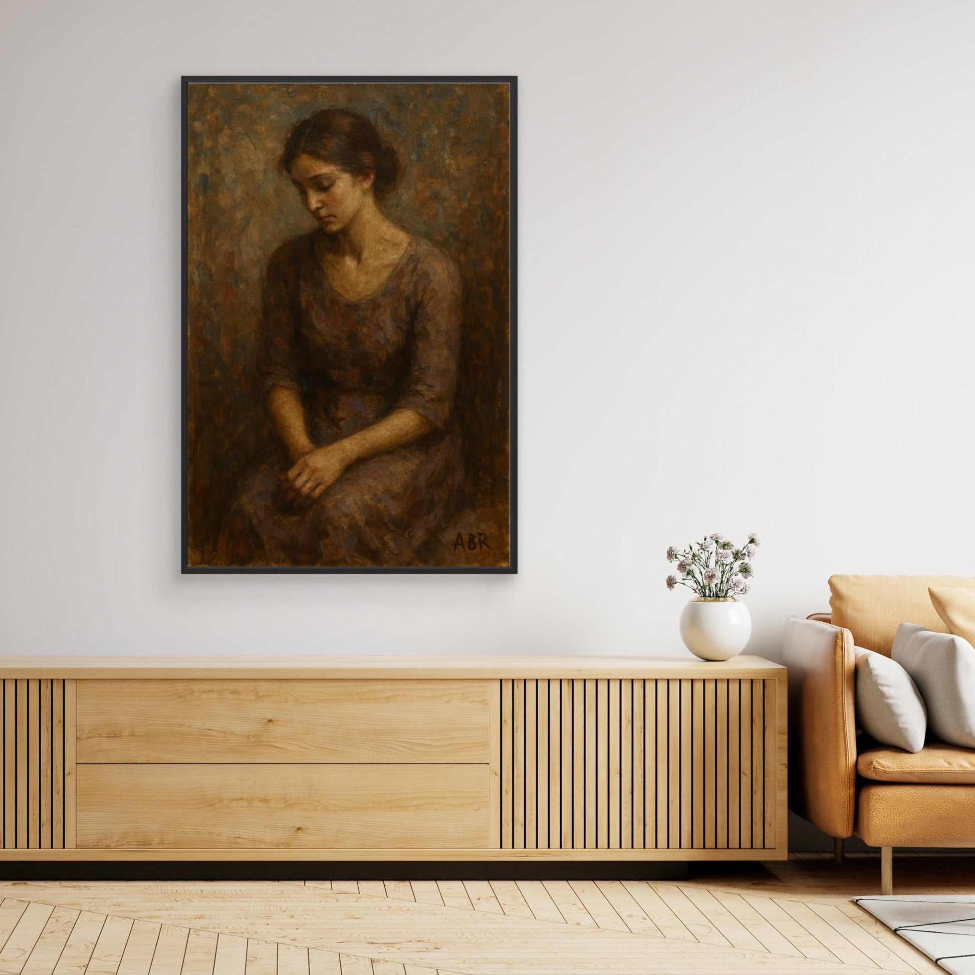 Muted Portrait of Woman – Figurative Canvas Wall Art