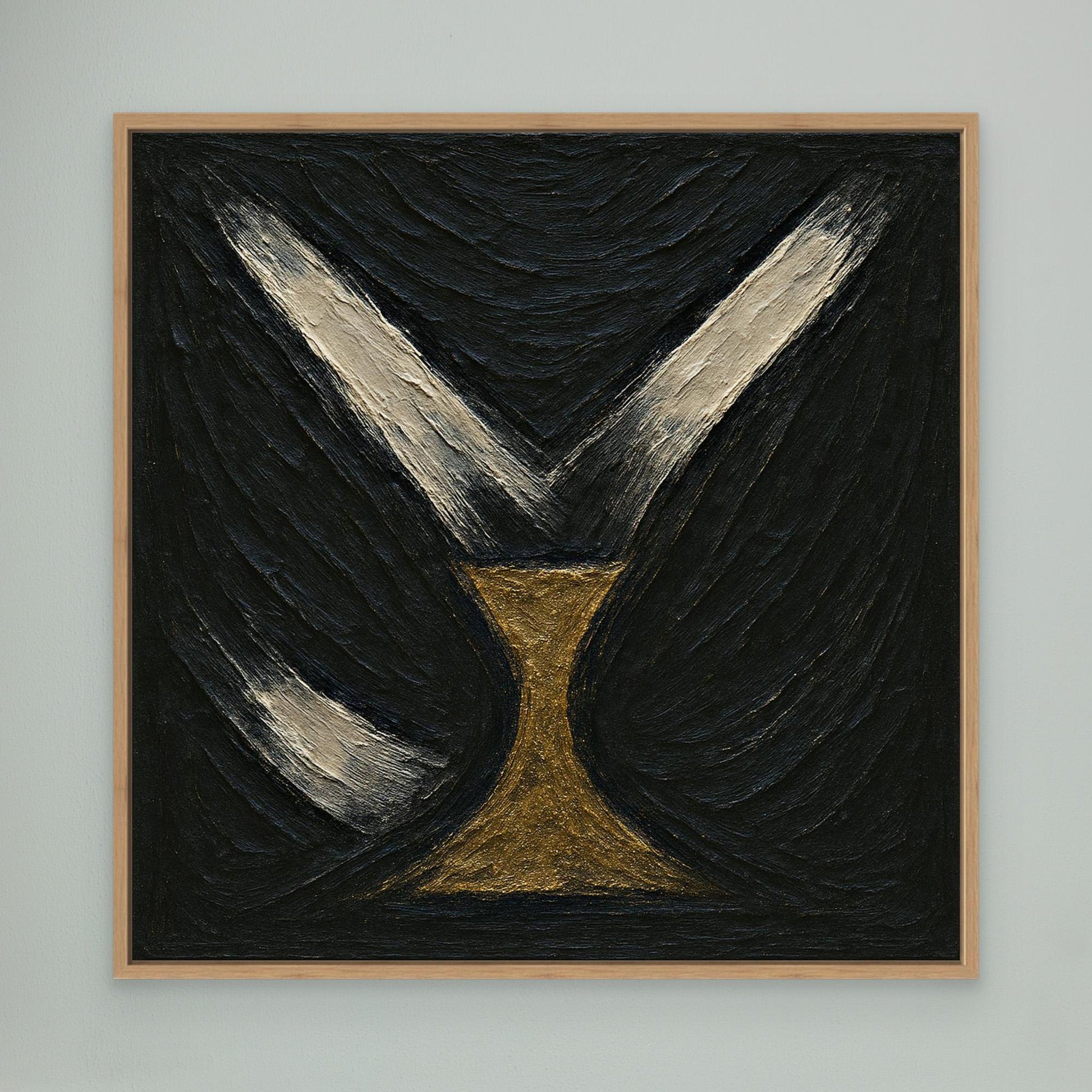 Golden Abstract Hourglass Canvas Wall Art