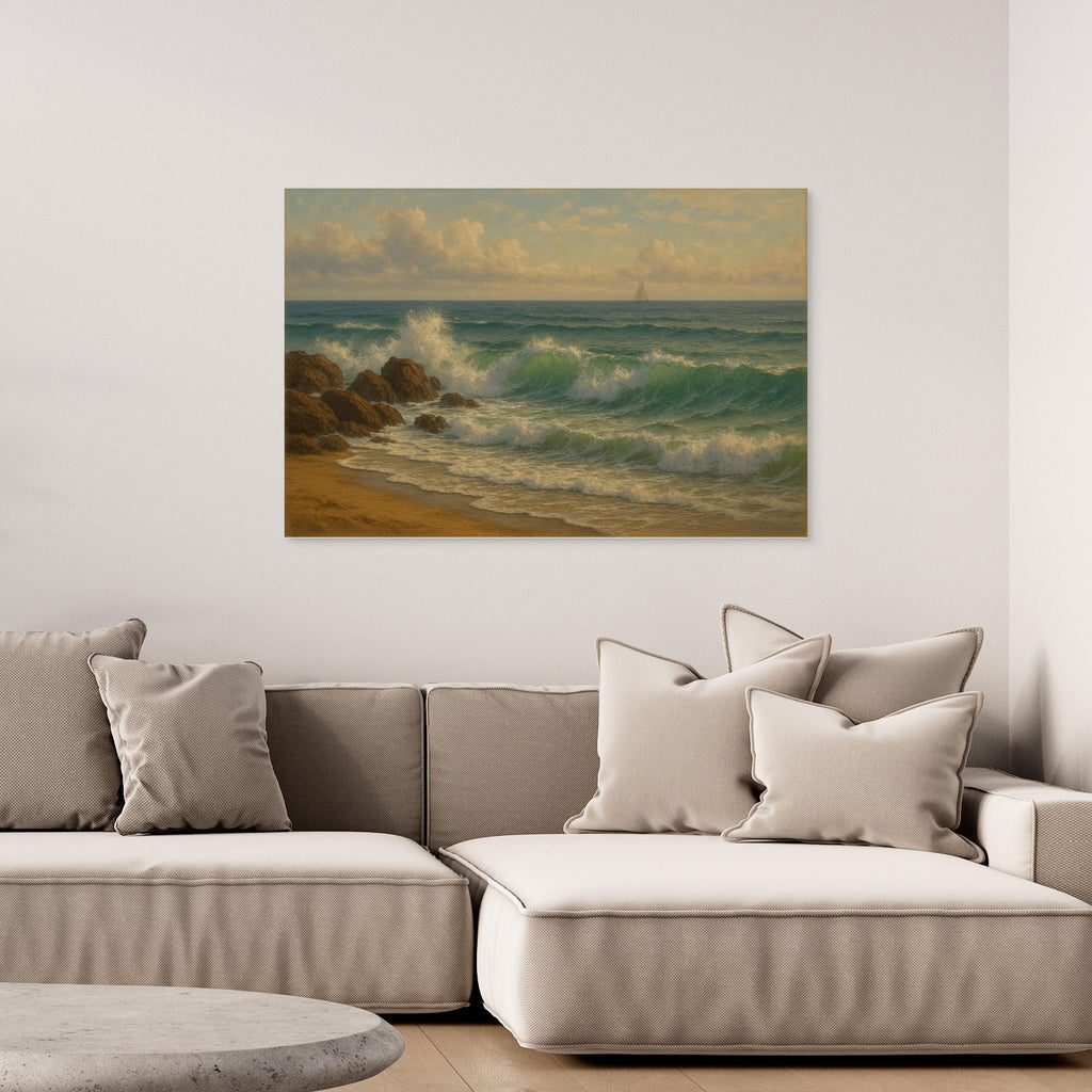 Ocean Serenity – Coastal Waves Canvas Wall Art” | Tranquil Seascape Print