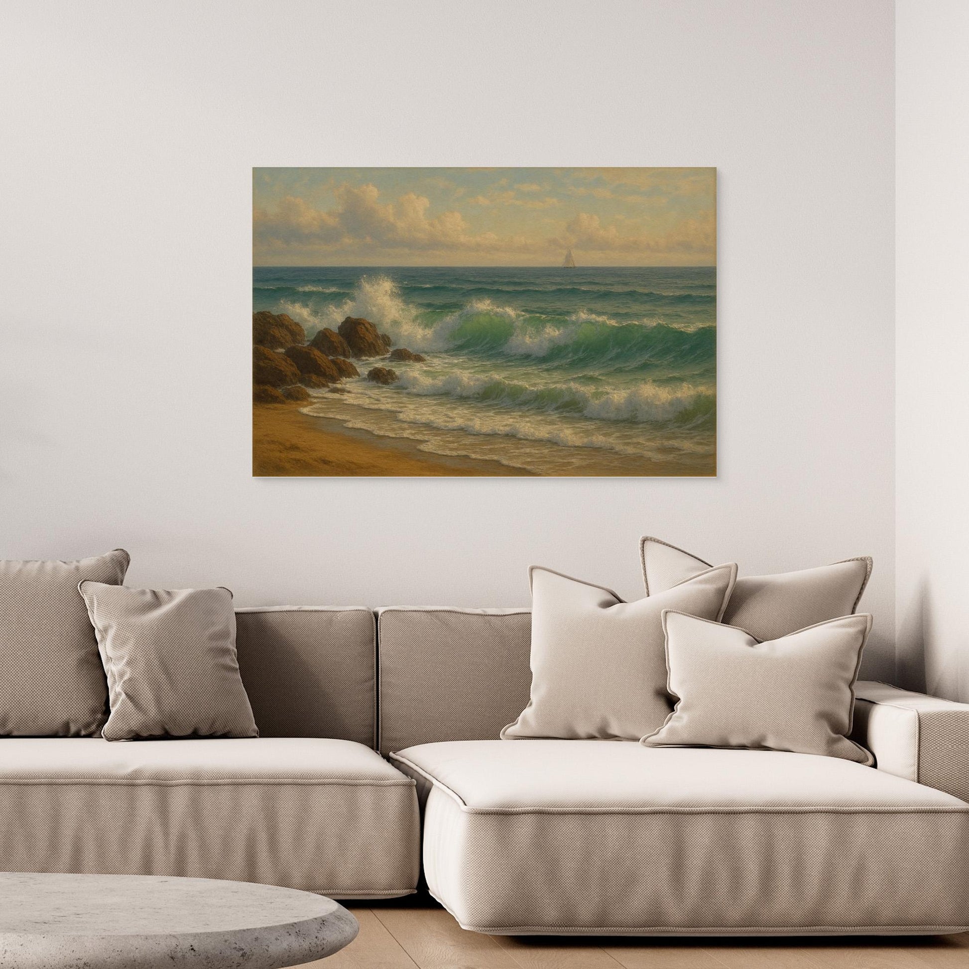 Ocean Serenity – Coastal Waves Canvas Wall Art” | Tranquil Seascape Print