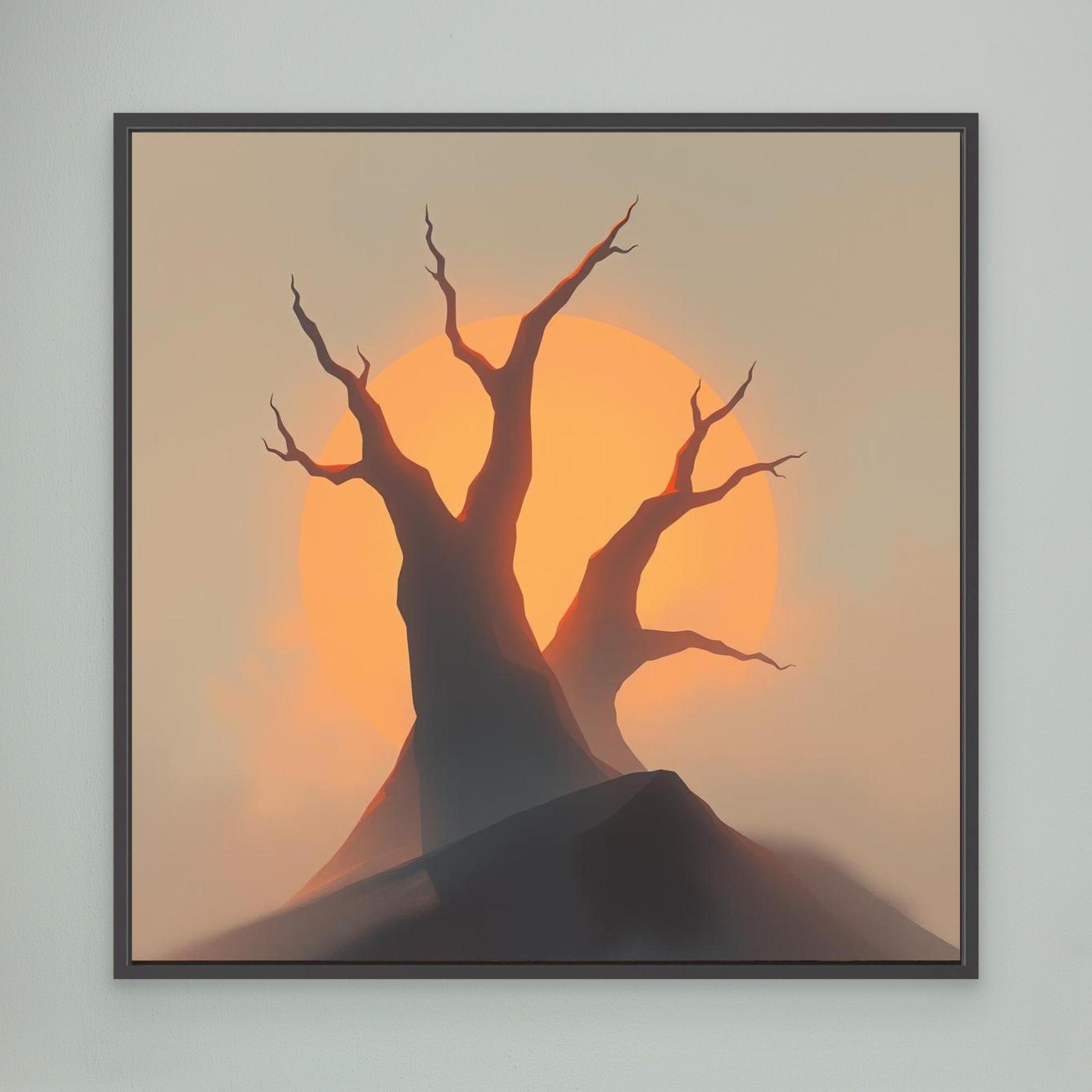 Sunset Silhouettes – Minimalist Tree Landscape Canvas Wall Art | Abstract Nature Print