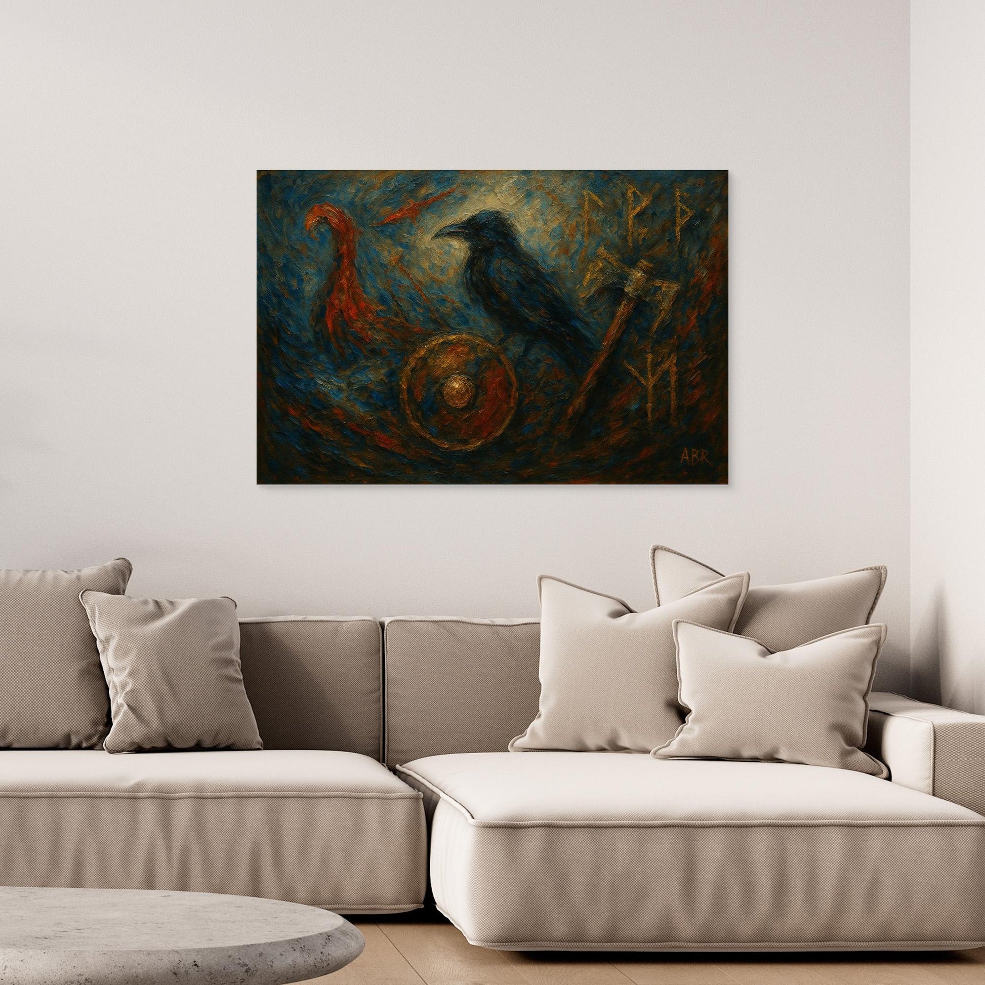 Viking Raven Canvas Wall Art