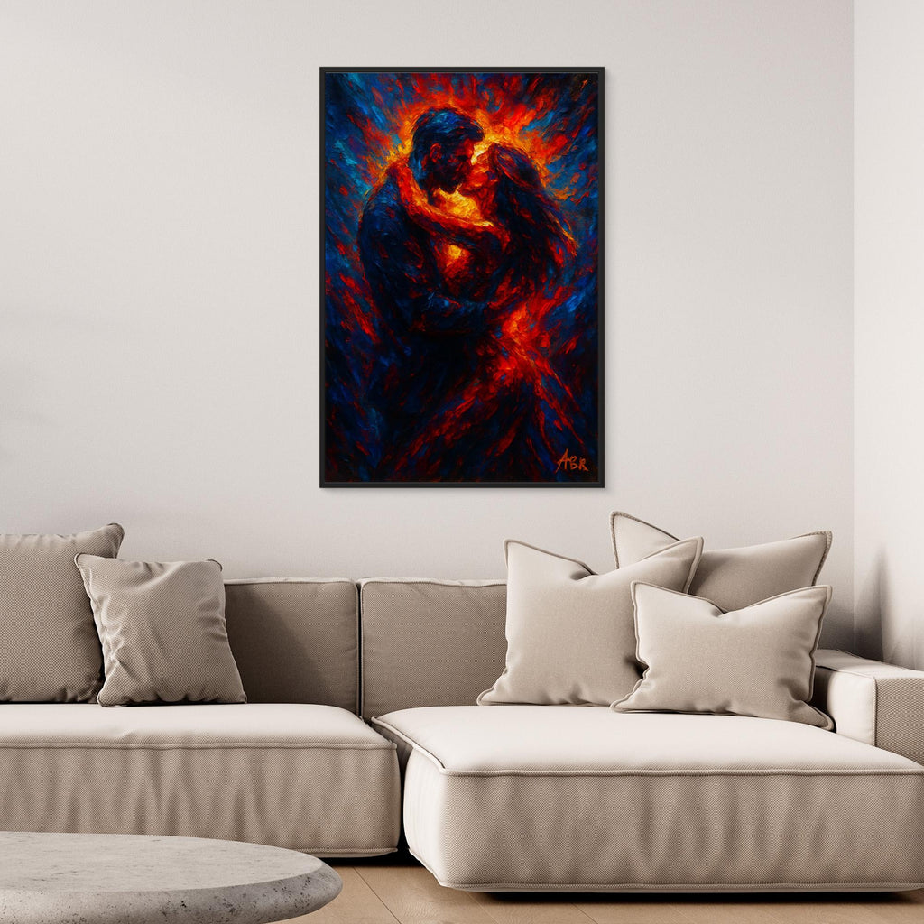 Passionate Embrace Romantic Canvas Wall Art