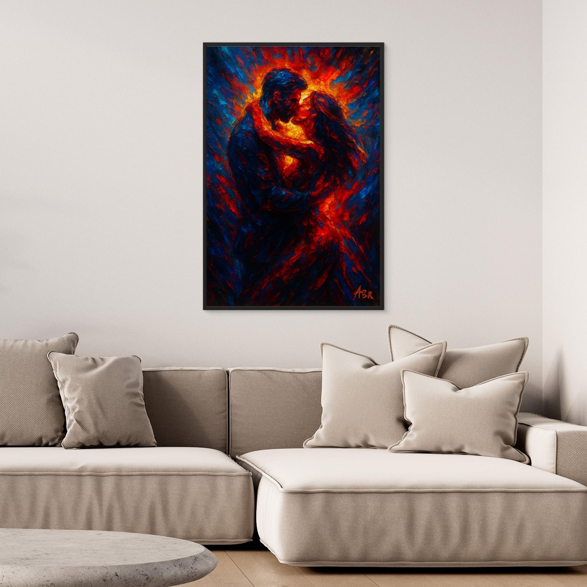 Passionate Embrace Romantic Canvas Wall Art