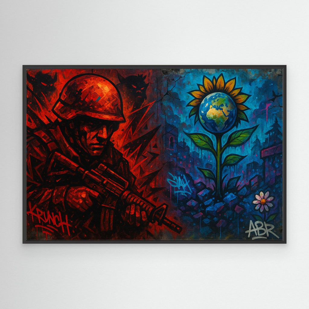 War and Peace Graffiti Canvas Wall Art