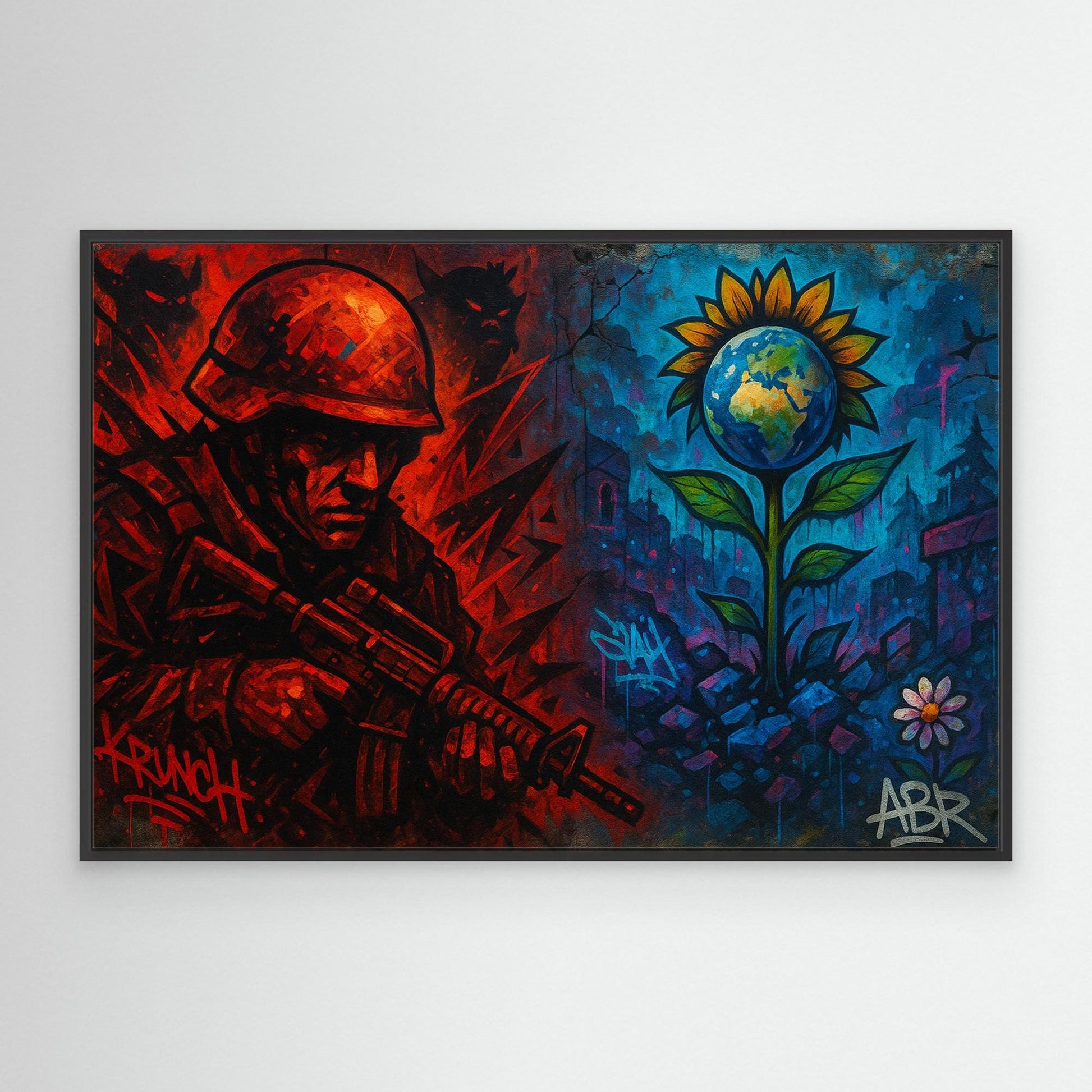 War and Peace Graffiti Canvas Wall Art