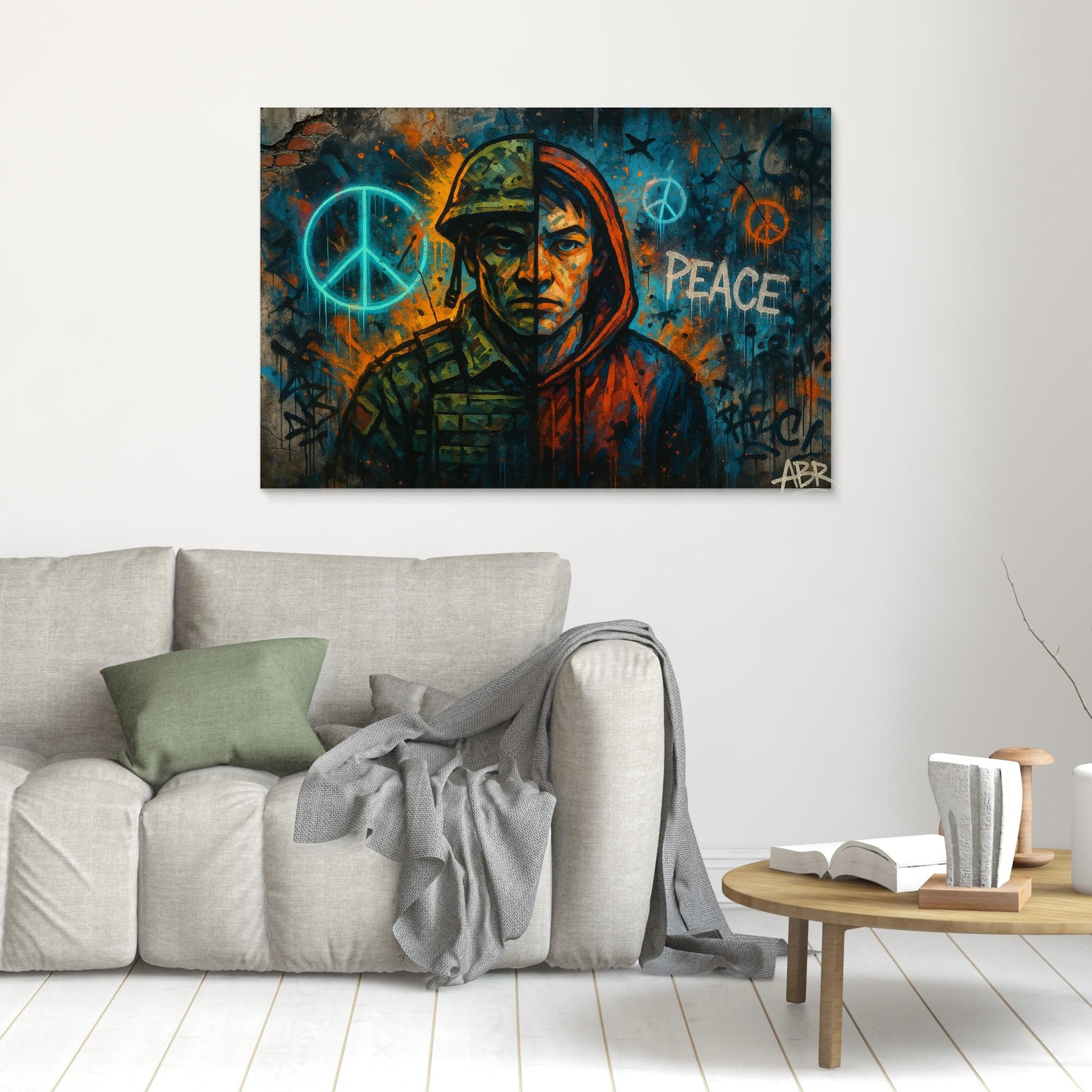 Peace and War Street Art Canvas – Urban Graffiti Wall Print