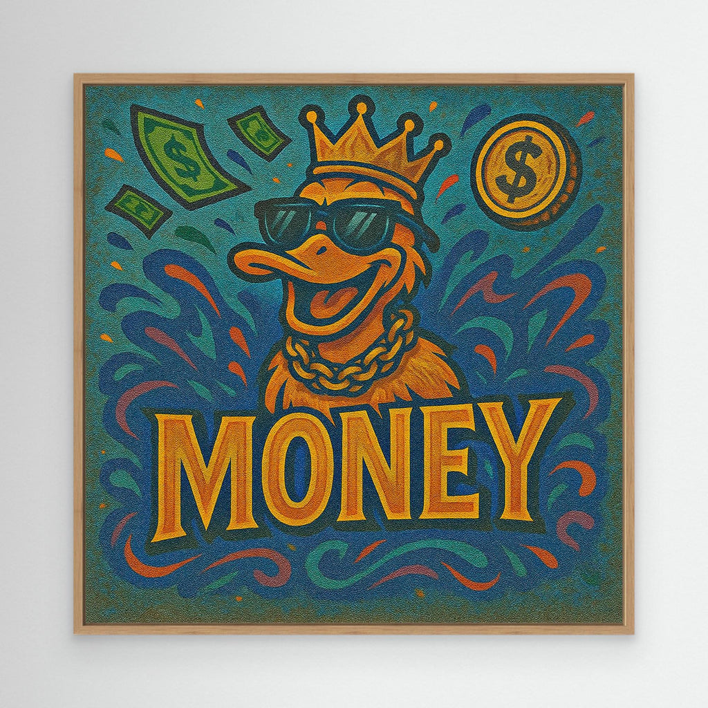 Rich Duck Vibes – Graffiti Style Money Art Print on Canvas | Hip-Hop Street Art Wall Decor