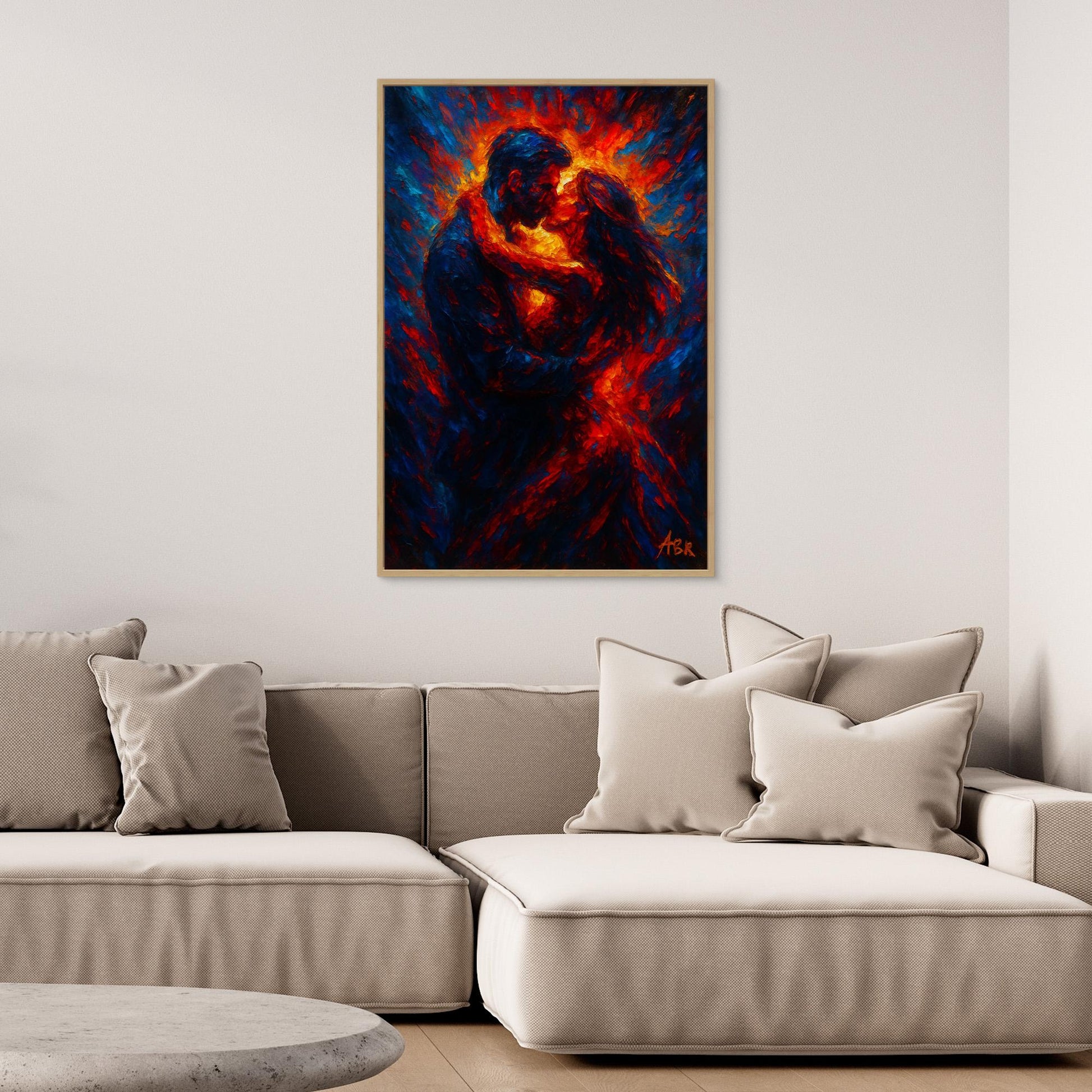 Passionate Embrace Romantic Canvas Wall Art