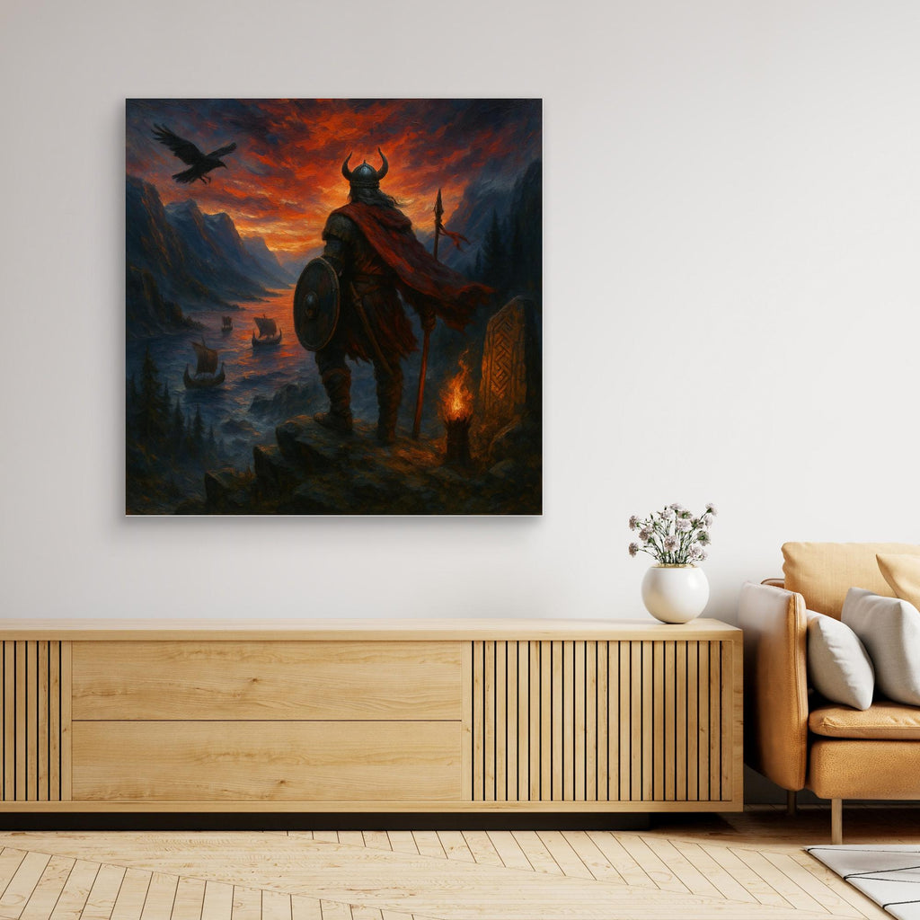 Viking Warrior at Sunset Canvas Print