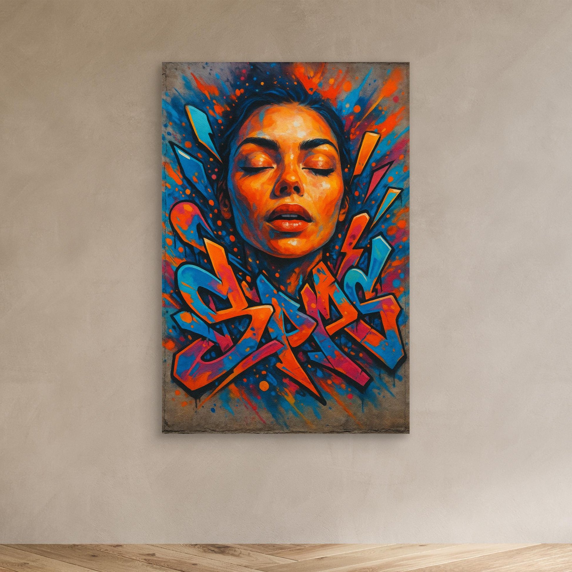 Urban Graffiti Portrait – Colorful Canvas Wall Art