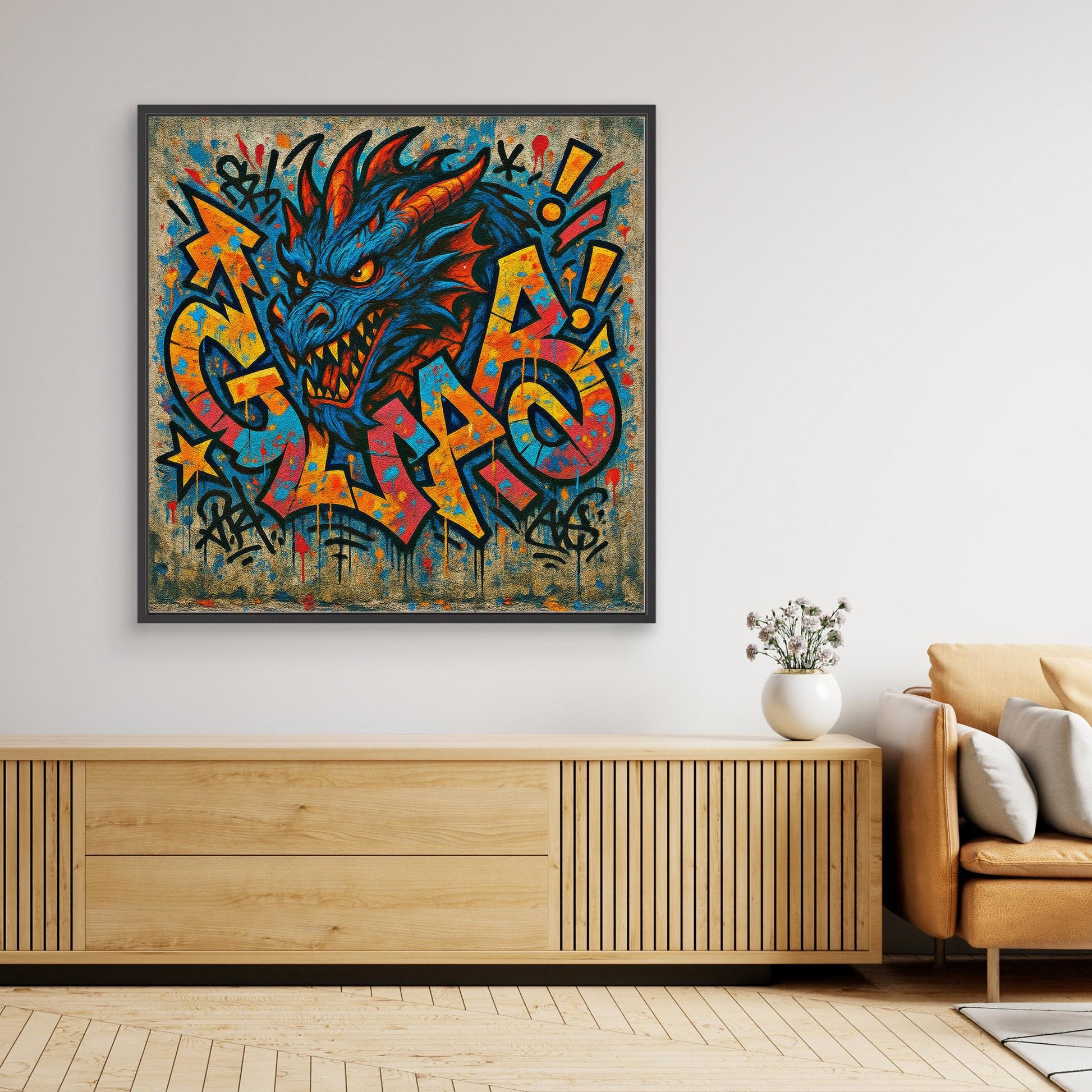 Urban Dragon Graffiti Canvas – Bold Street Art Print for Modern Walls