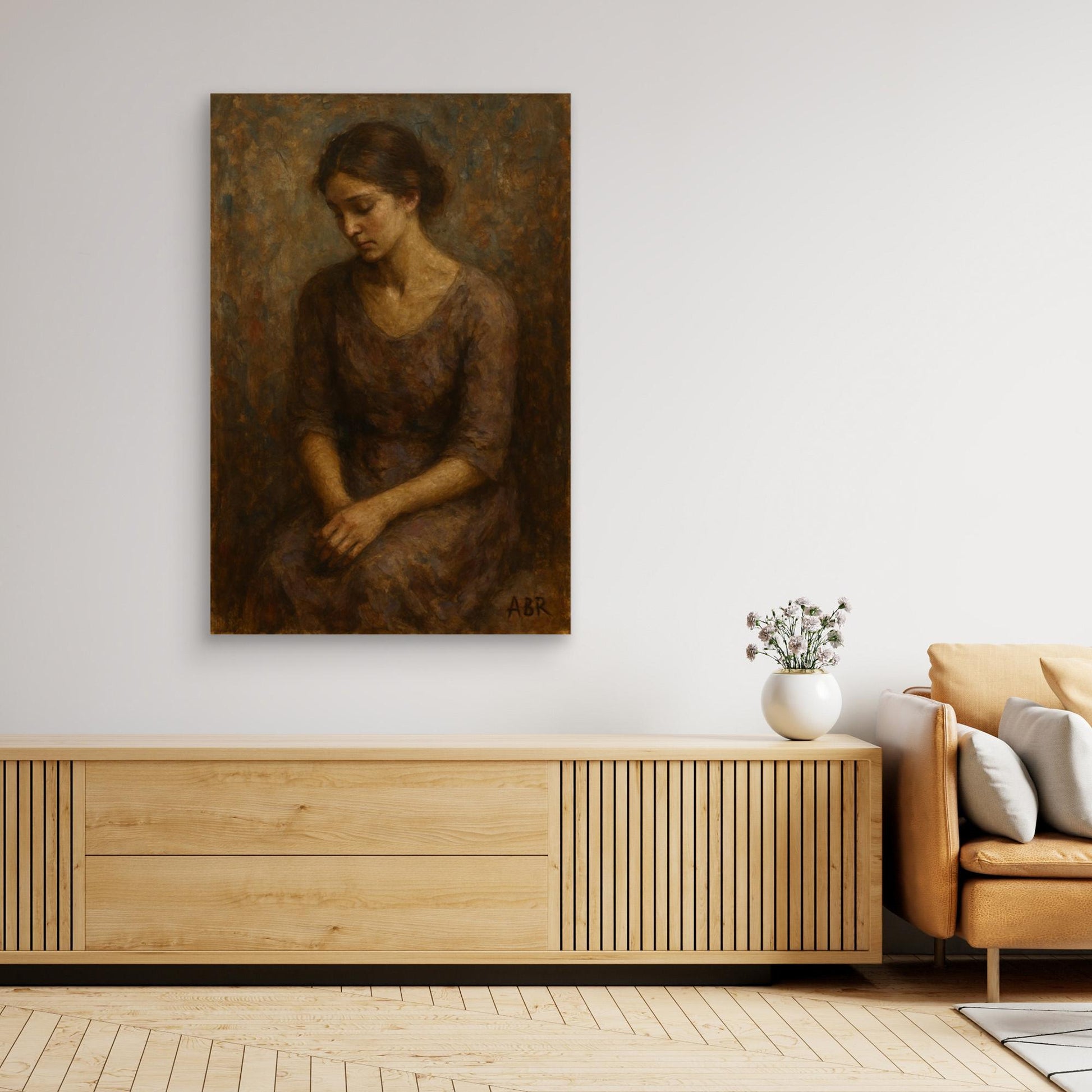 Muted Portrait of Woman – Figurative Canvas Wall Art