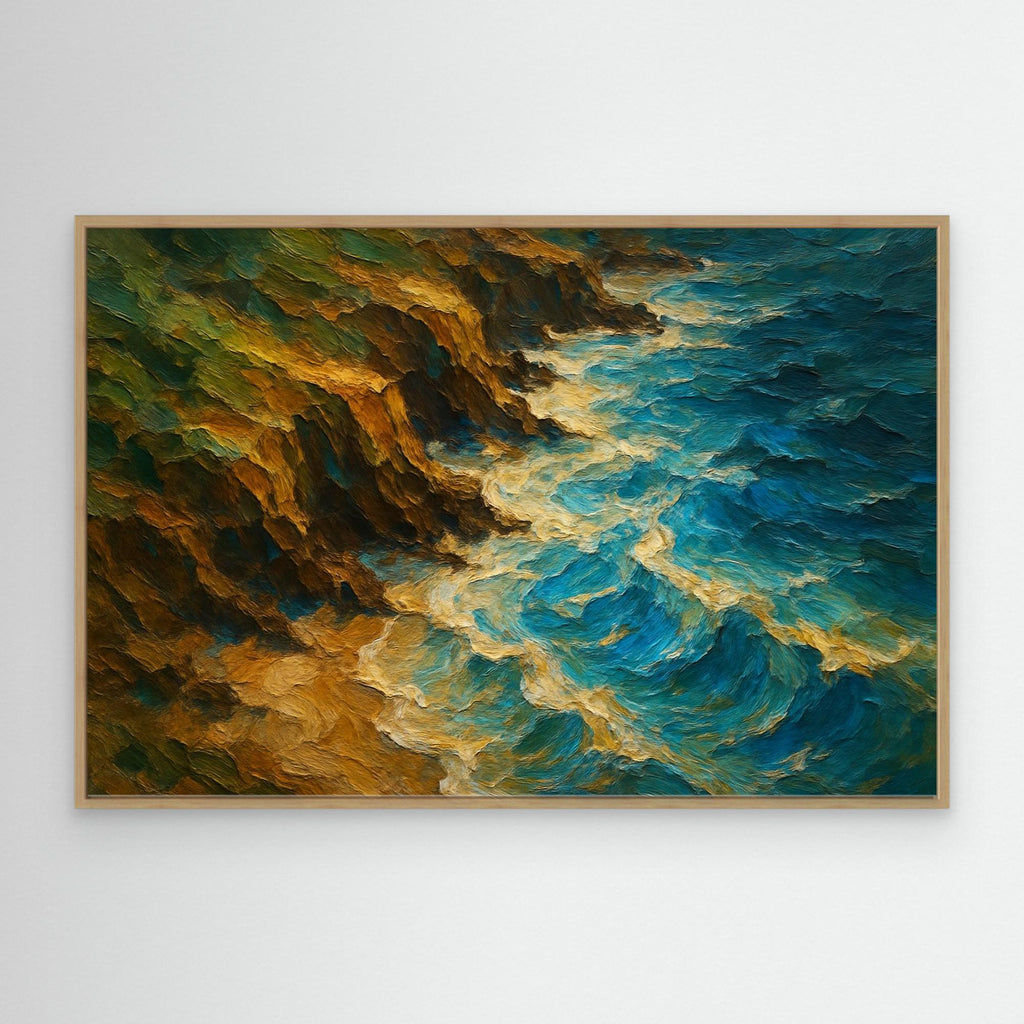 Ocean Cliff Canvas Wall Art – Abstract Coastal Print
