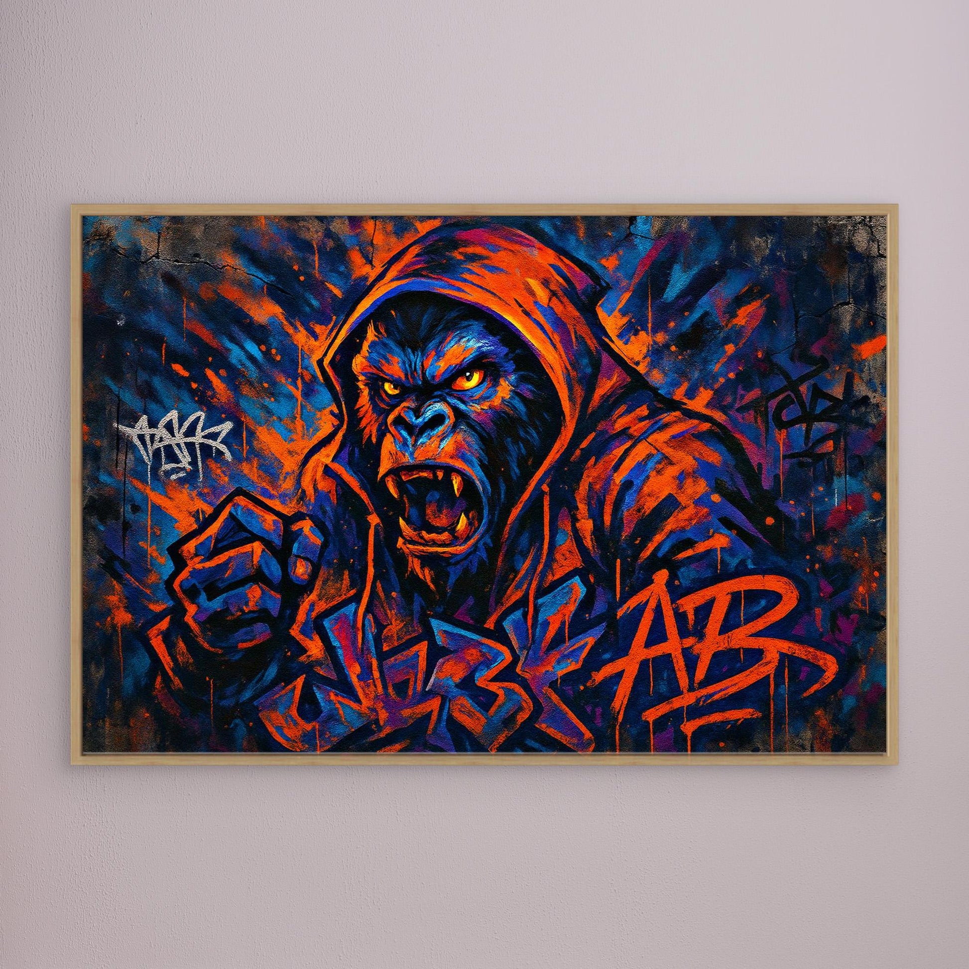 Angry Gorilla Graffiti Canvas Wall Art