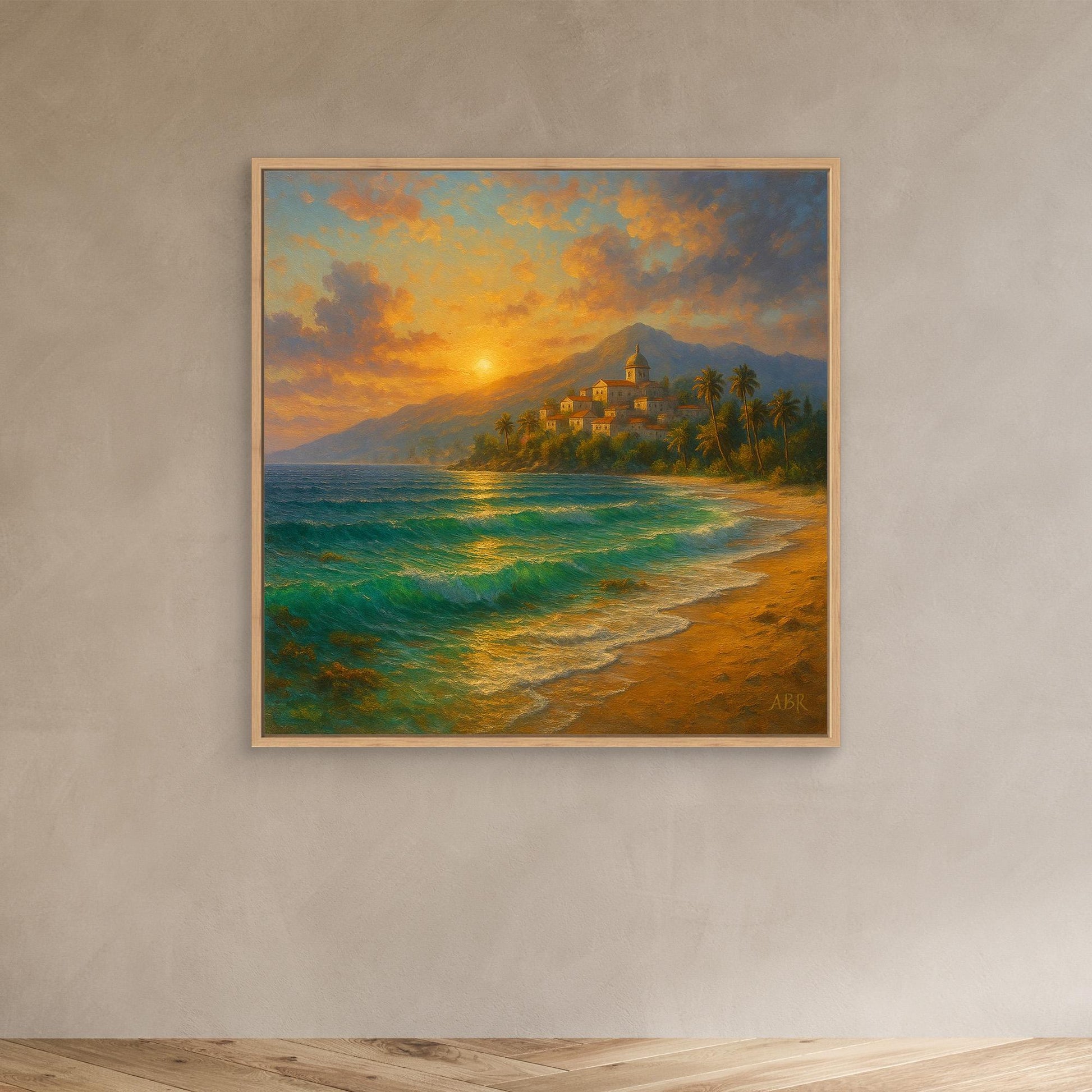 Mediterranean Sunset Coastal Canvas Print
