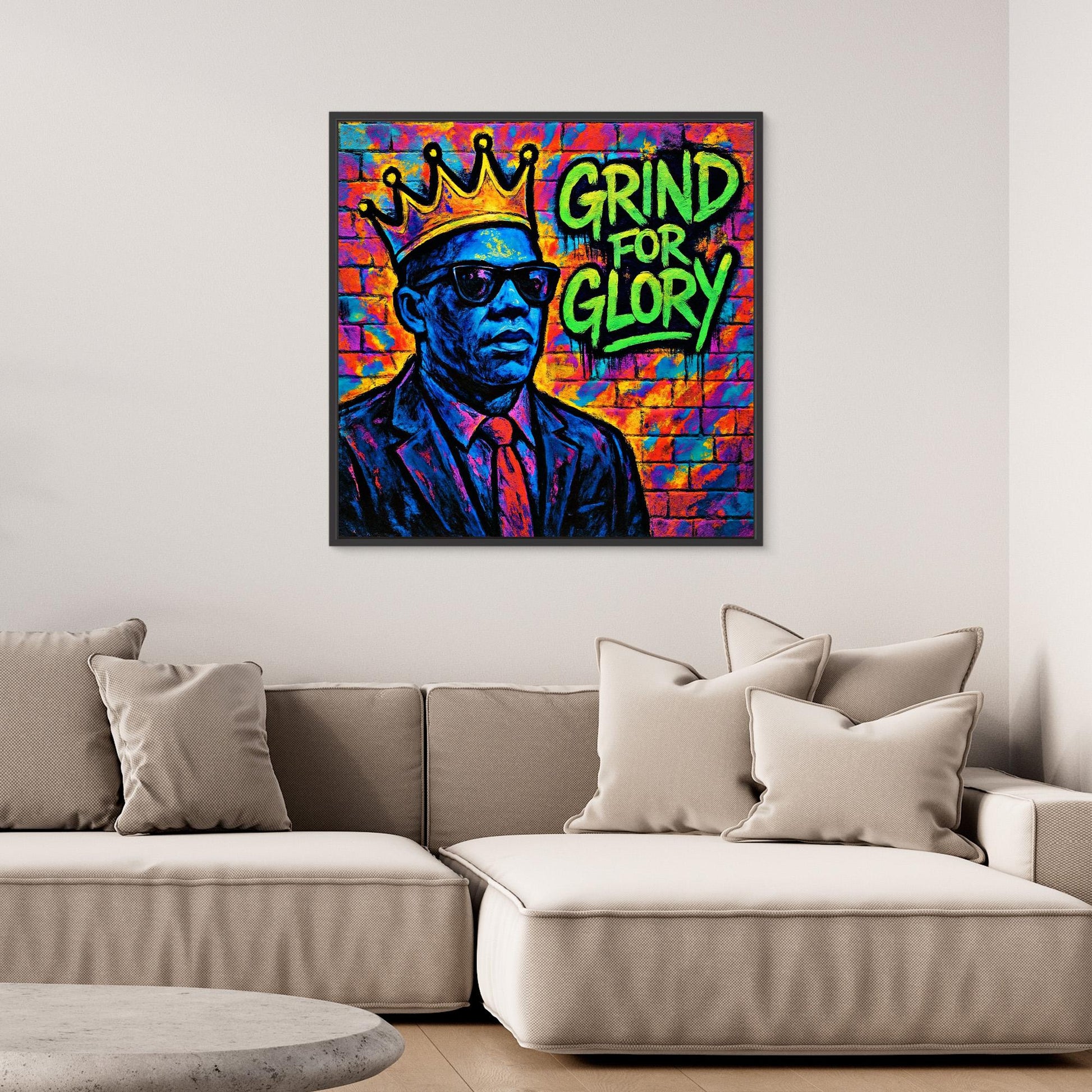 Grind for Glory – Vibrant Urban Street Art Canvas Print | Motivational Graffiti Wall Art