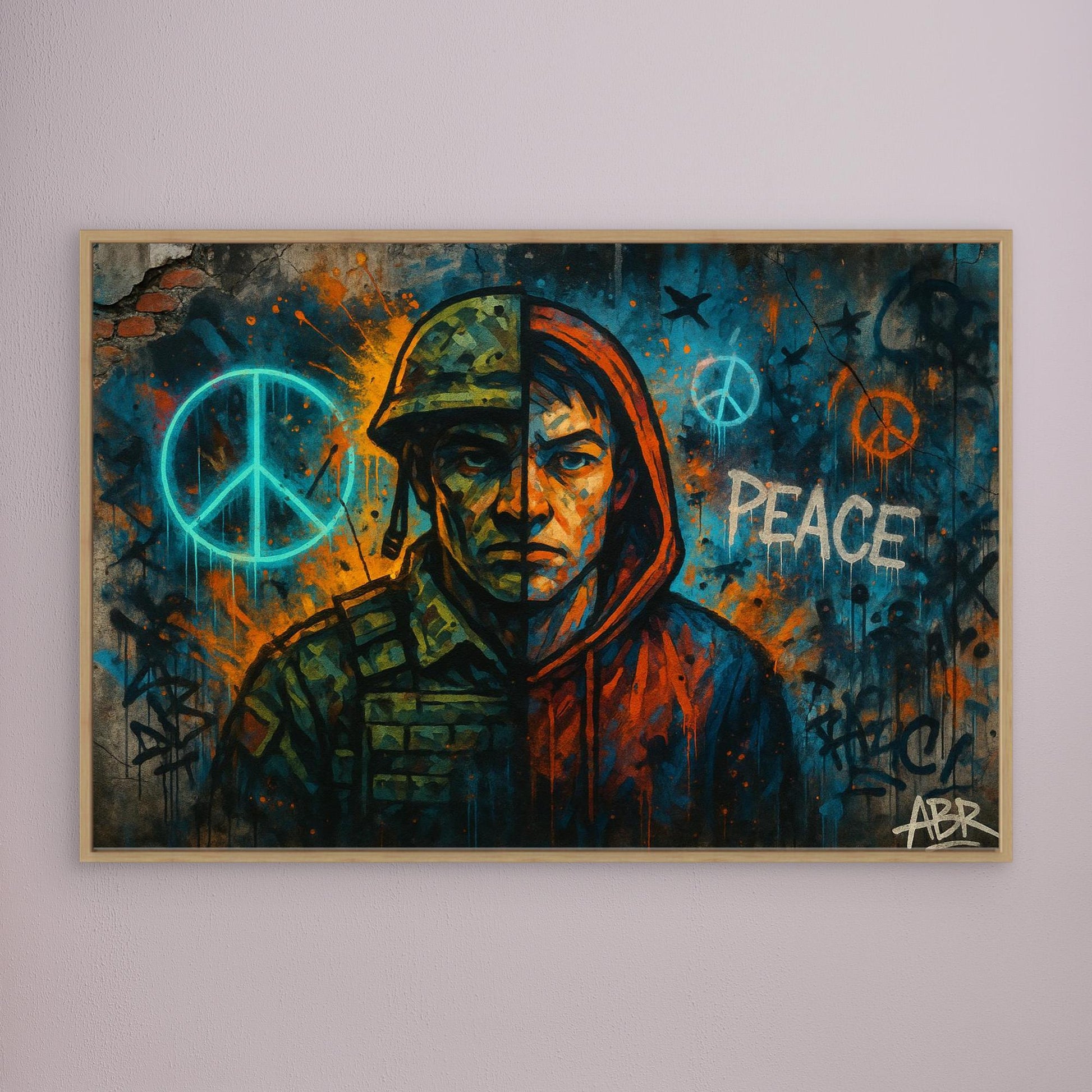 Peace and War Street Art Canvas – Urban Graffiti Wall Print