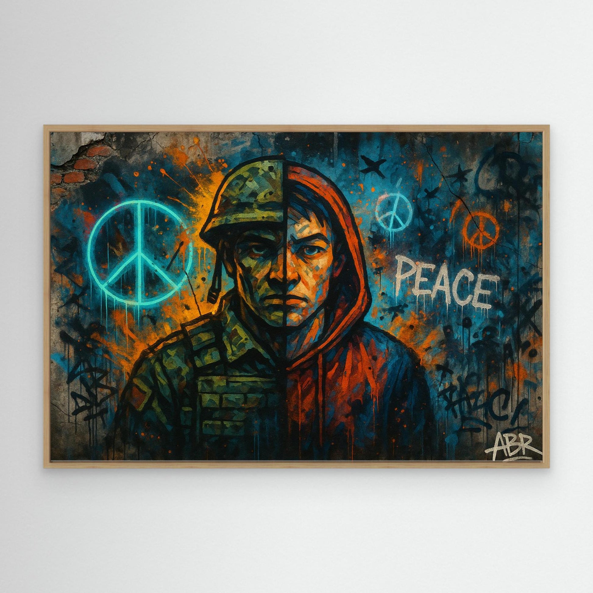 Peace and War Street Art Canvas – Urban Graffiti Wall Print