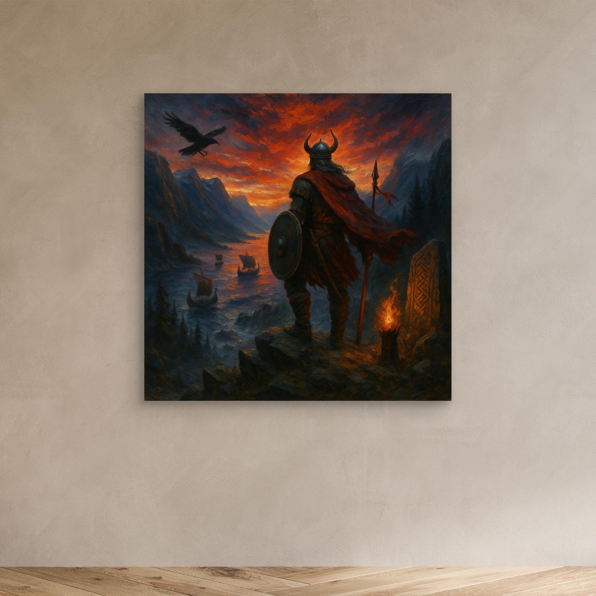 Viking Warrior at Sunset Canvas Print